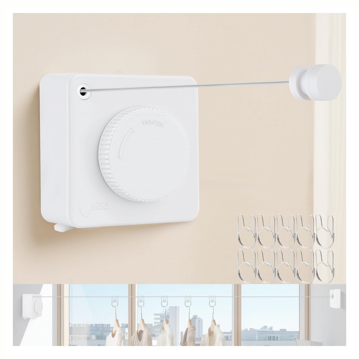15.7Ft Retractable Clothesline Indoor Outdoor is Also an Anti (15.7 Foot)