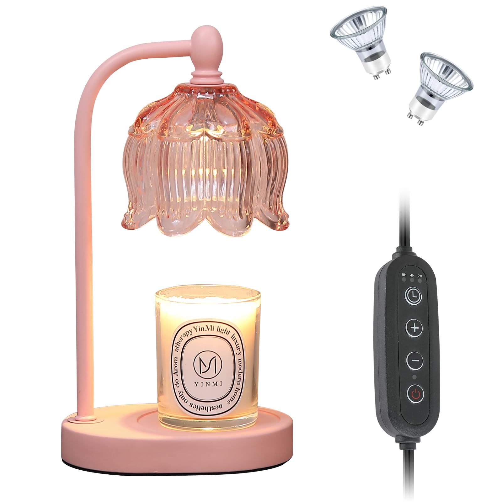 Pink Candle Warmer Lamp with Timer and Dimmer