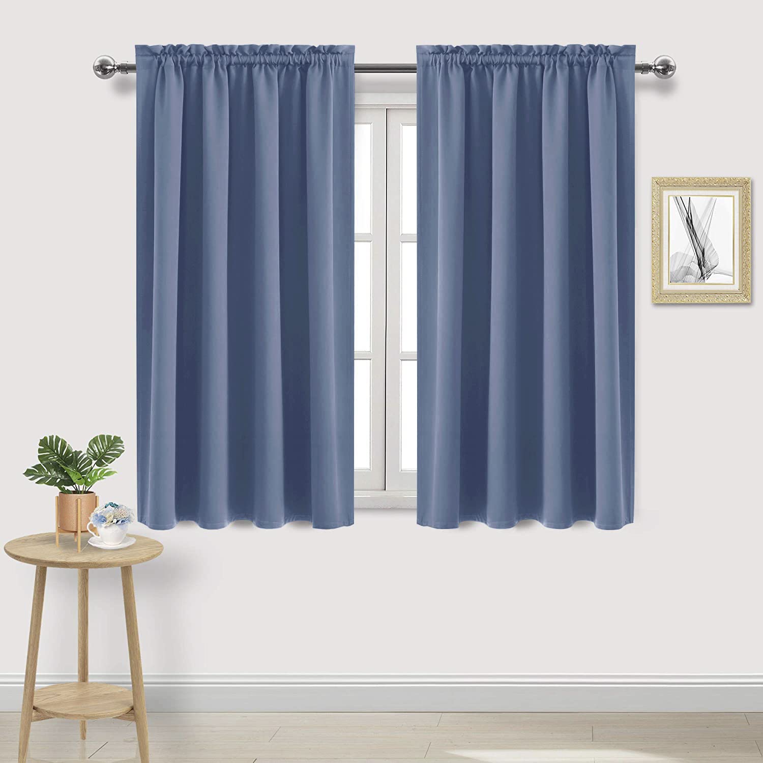 Blackout Curtains for Bedroom 52 x 54 Inch Long Dusty Blue 2 Panels (2 Count)