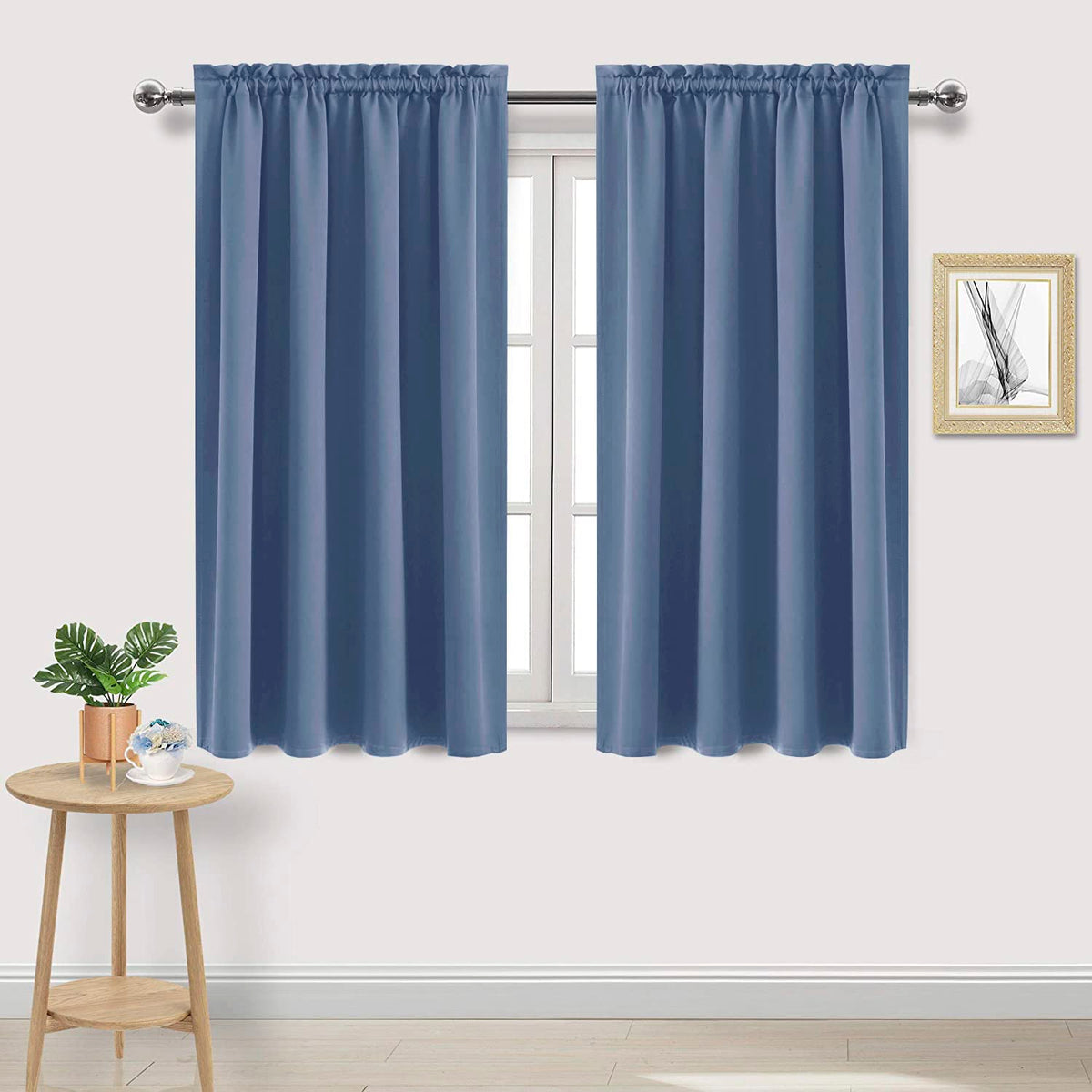 Blackout Curtains for Bedroom 52 x 45 Inch Long Dusty Blue 2 Panels (2 Count)