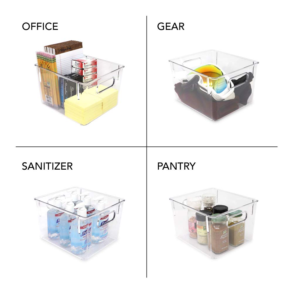 3 Pack Medium Clear Storage Bins with Handles (3 Count)