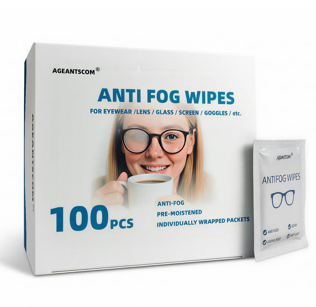 Anti Fog Wipes for Glasses (100 Count)