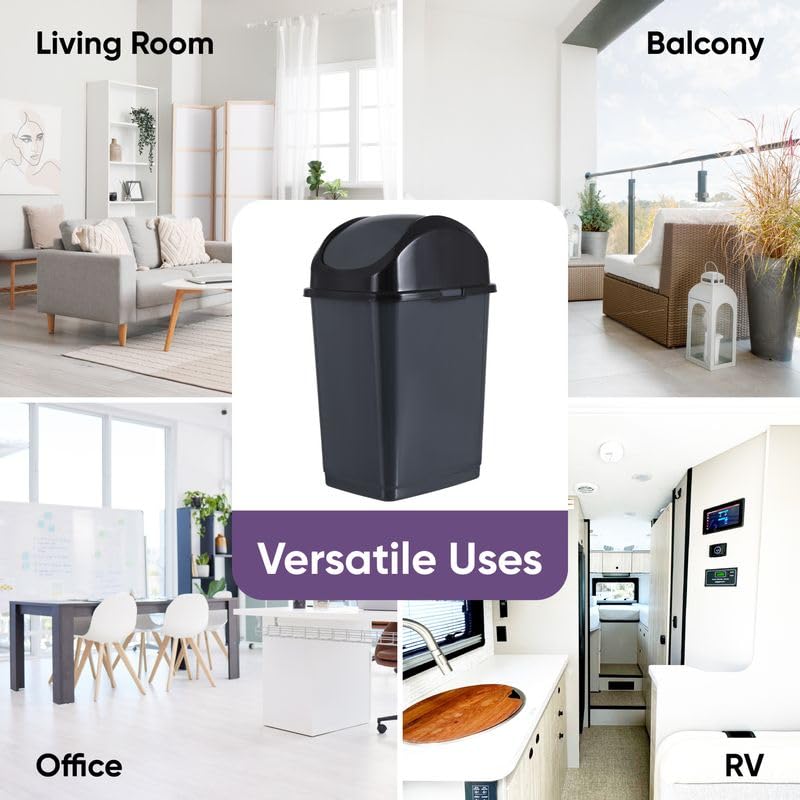 Kitchen Trash Can with Swing Top Lid 9 Gallon Slim Waste Bin 37 Qt Sturdy Plastic Garbage Can Medium Recycling Bin for Office