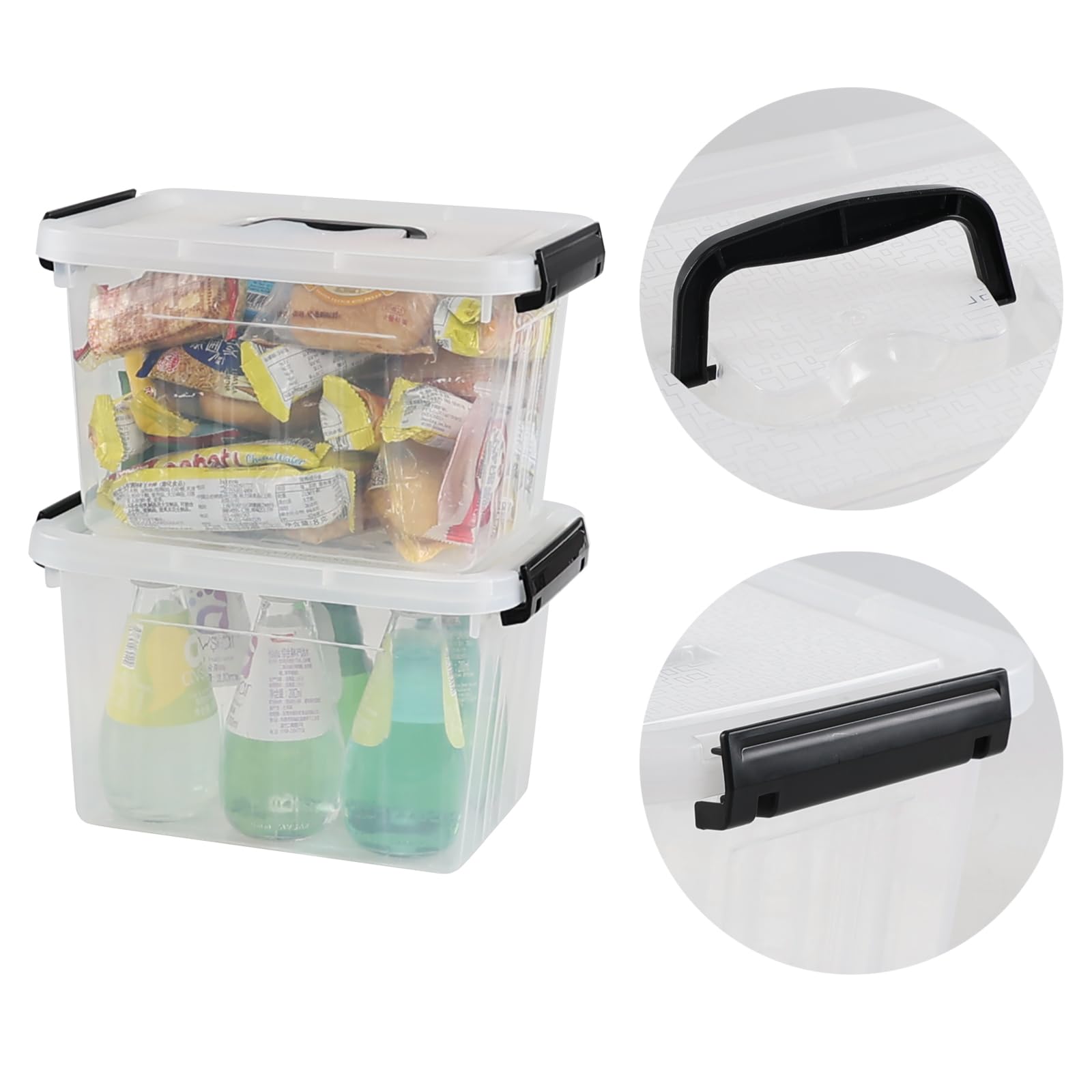 Plastic Storage Boxes With Lids and Latches (4 Count)