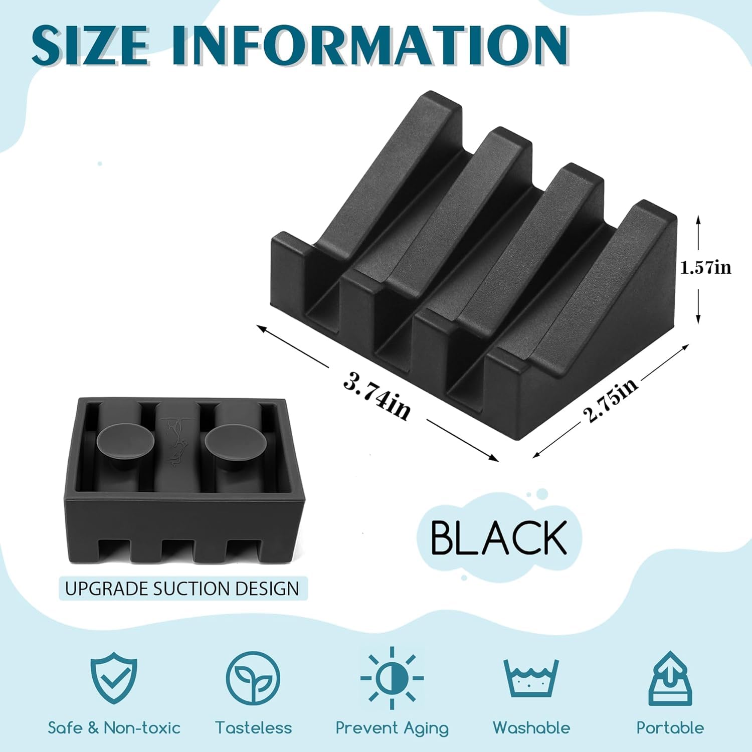 Silicone Soap Dish Self Draining with Suction Cups