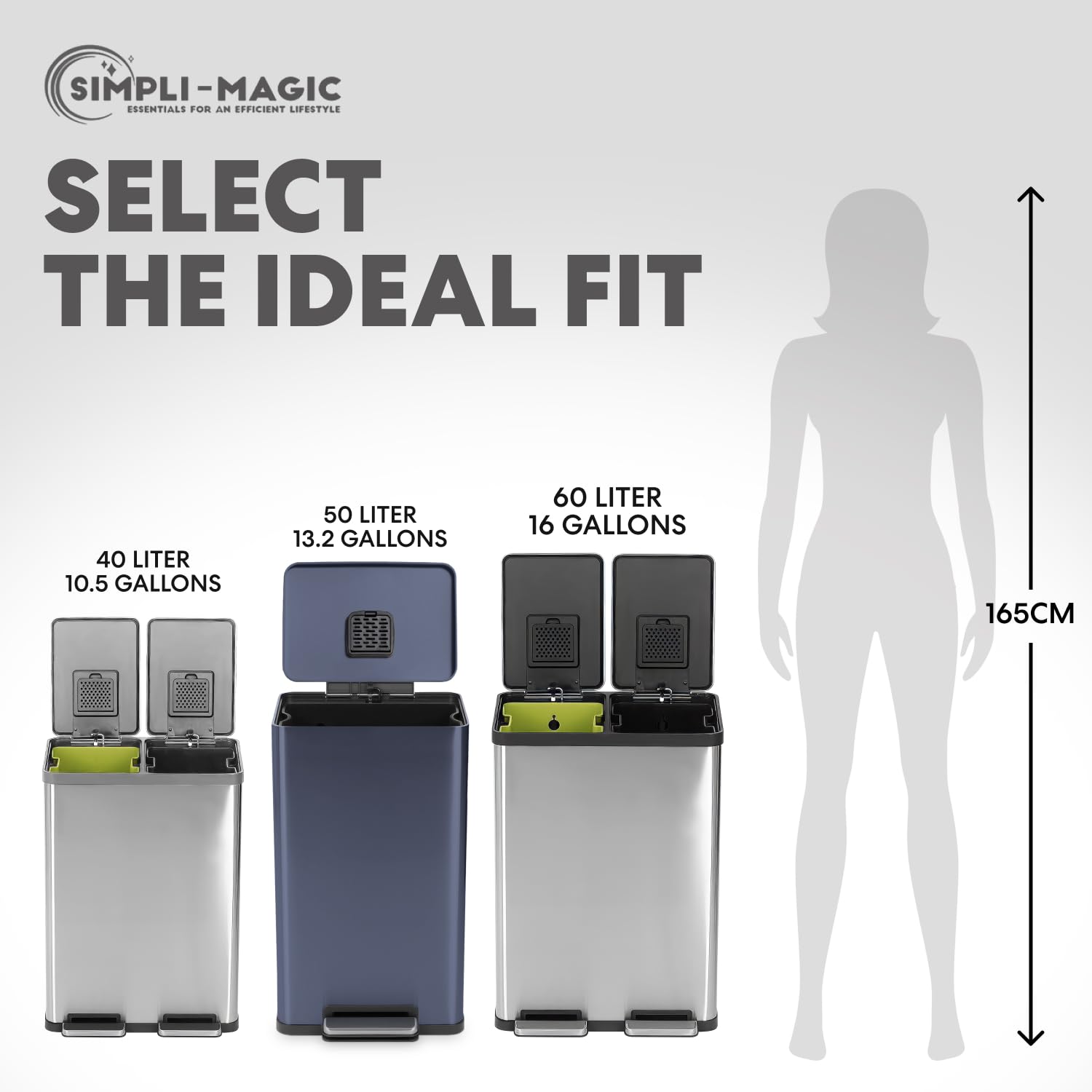 50L 13.2 Gallon Kitchen Trash Can