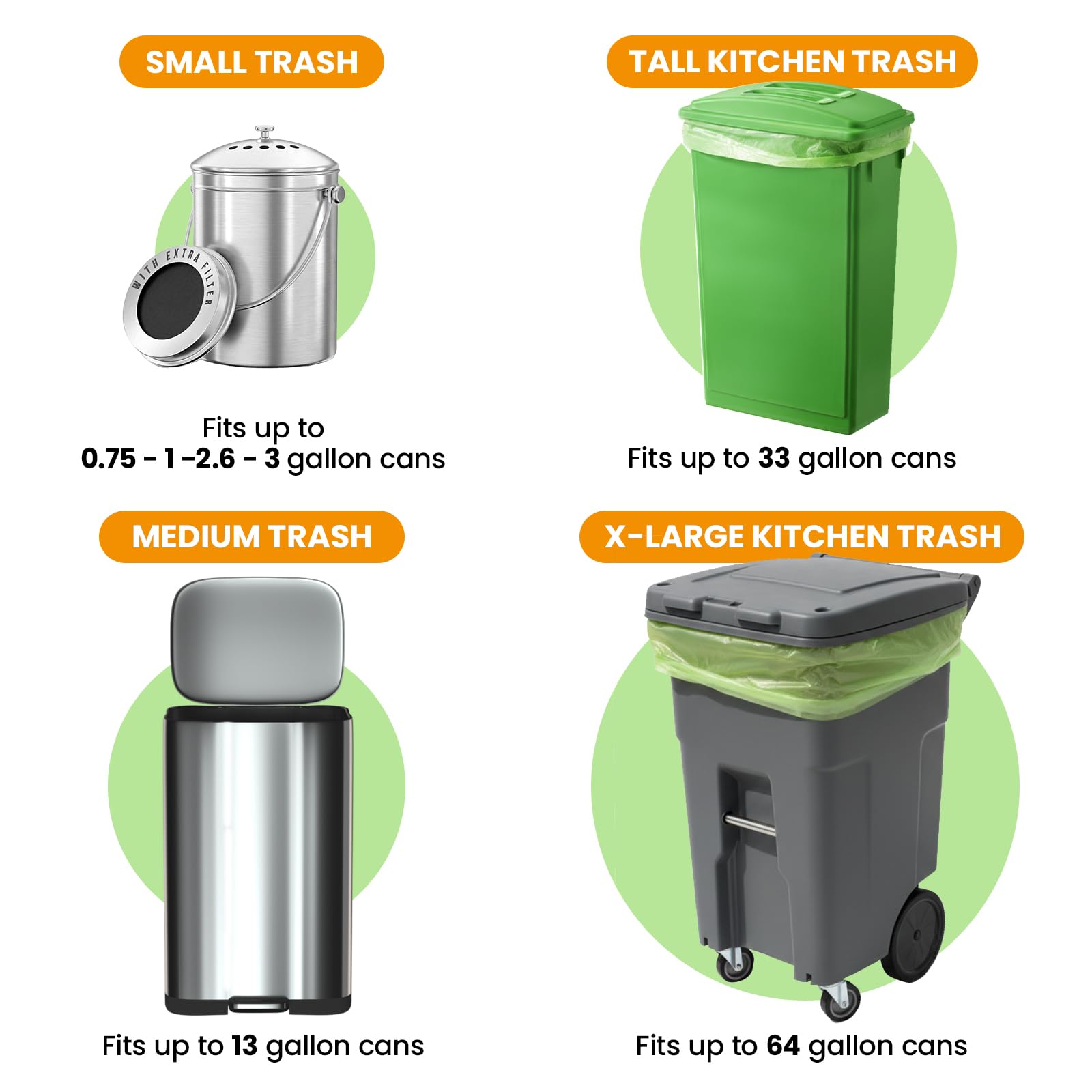 2.6 Gallon Compostable Trash Bags (100 Count)