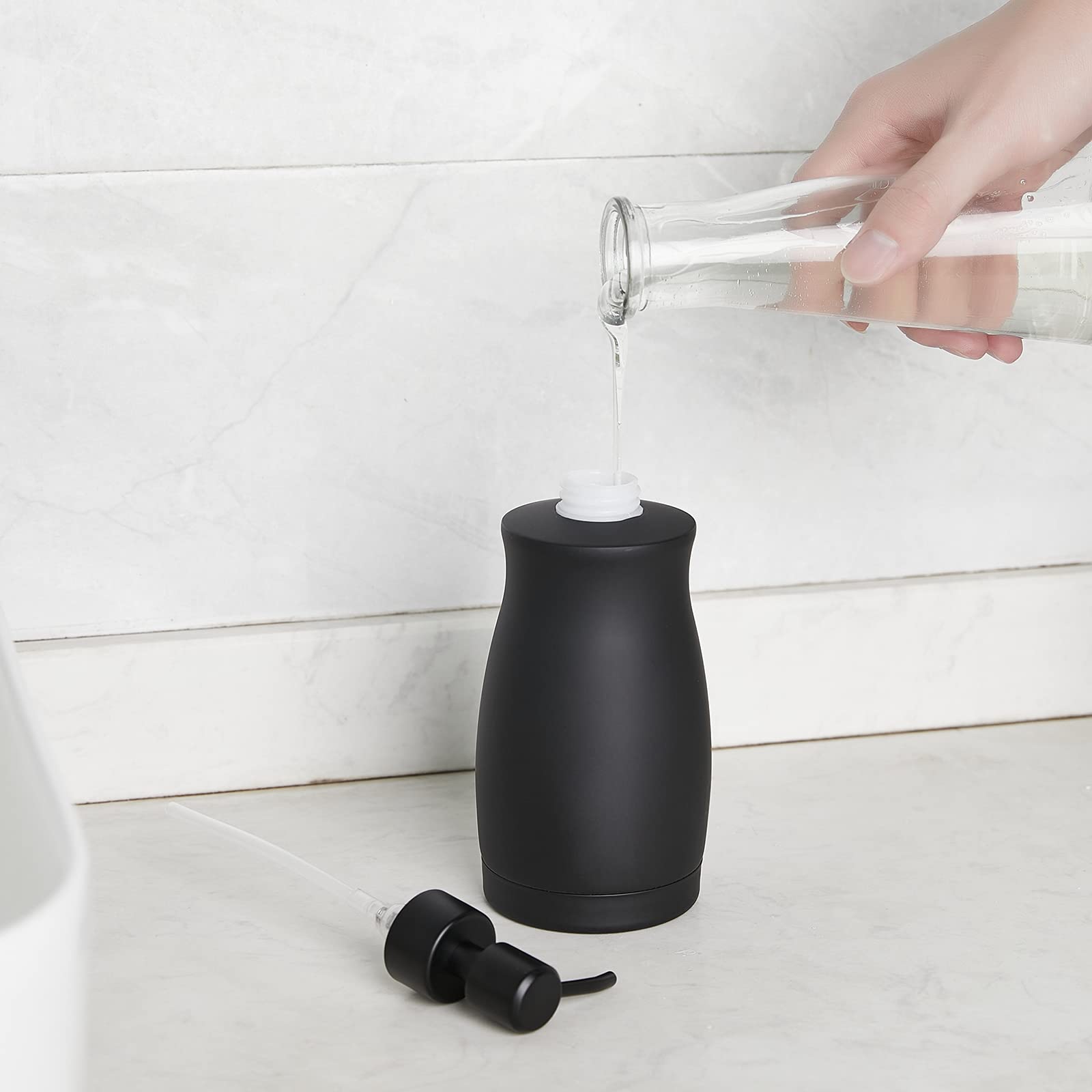 304 Stainless Steel Countertop Black Soap Dispenser Rust Resistant Leak