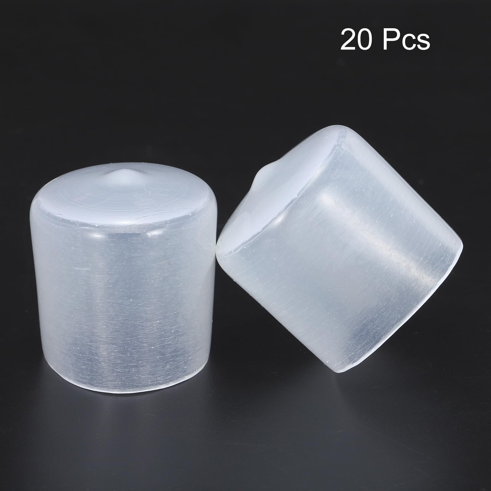 20pcs Rubber End Caps 30mm ID Vinyl PVC Round Tube Bolt Cap Cover Screw Thread Protectors Clear