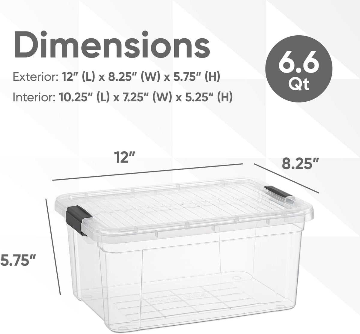 6.6 Quart Clear Plastic Storage Boxes with Lids (8 Count)