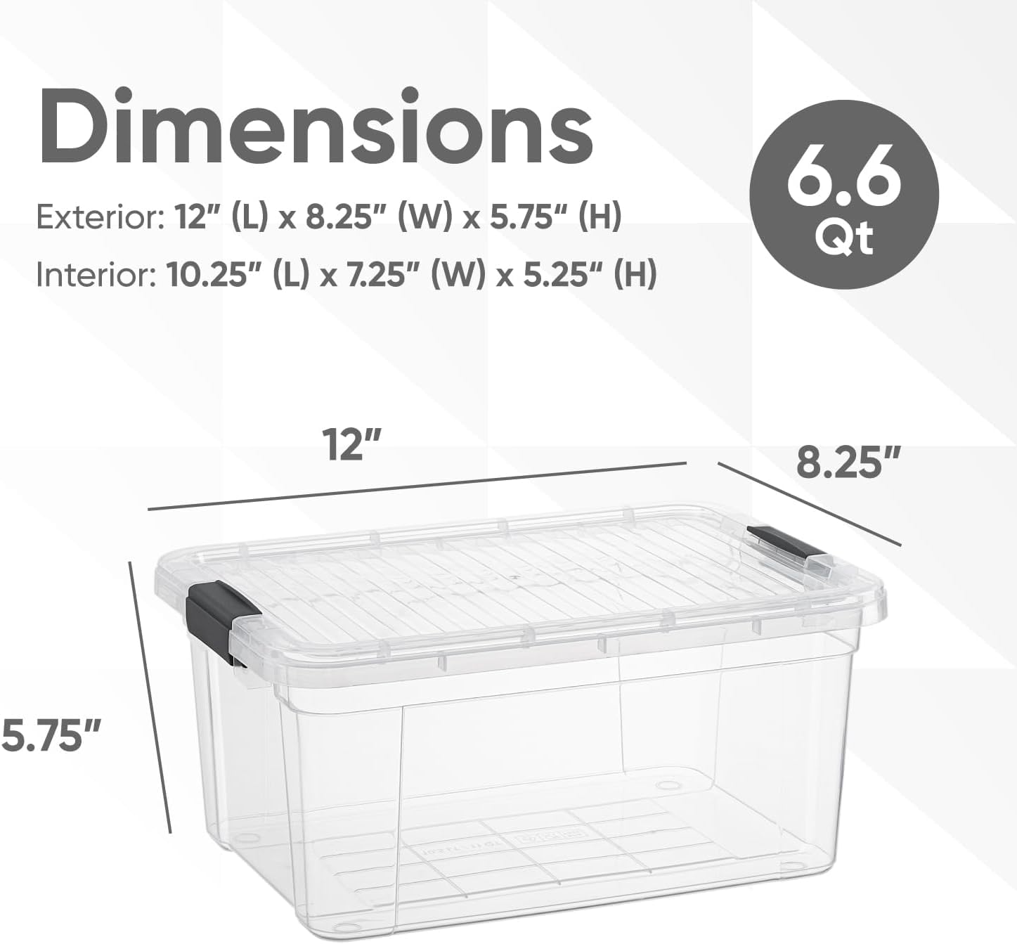6.6 Quart Clear Plastic Storage Boxes with Lids (6 Count)