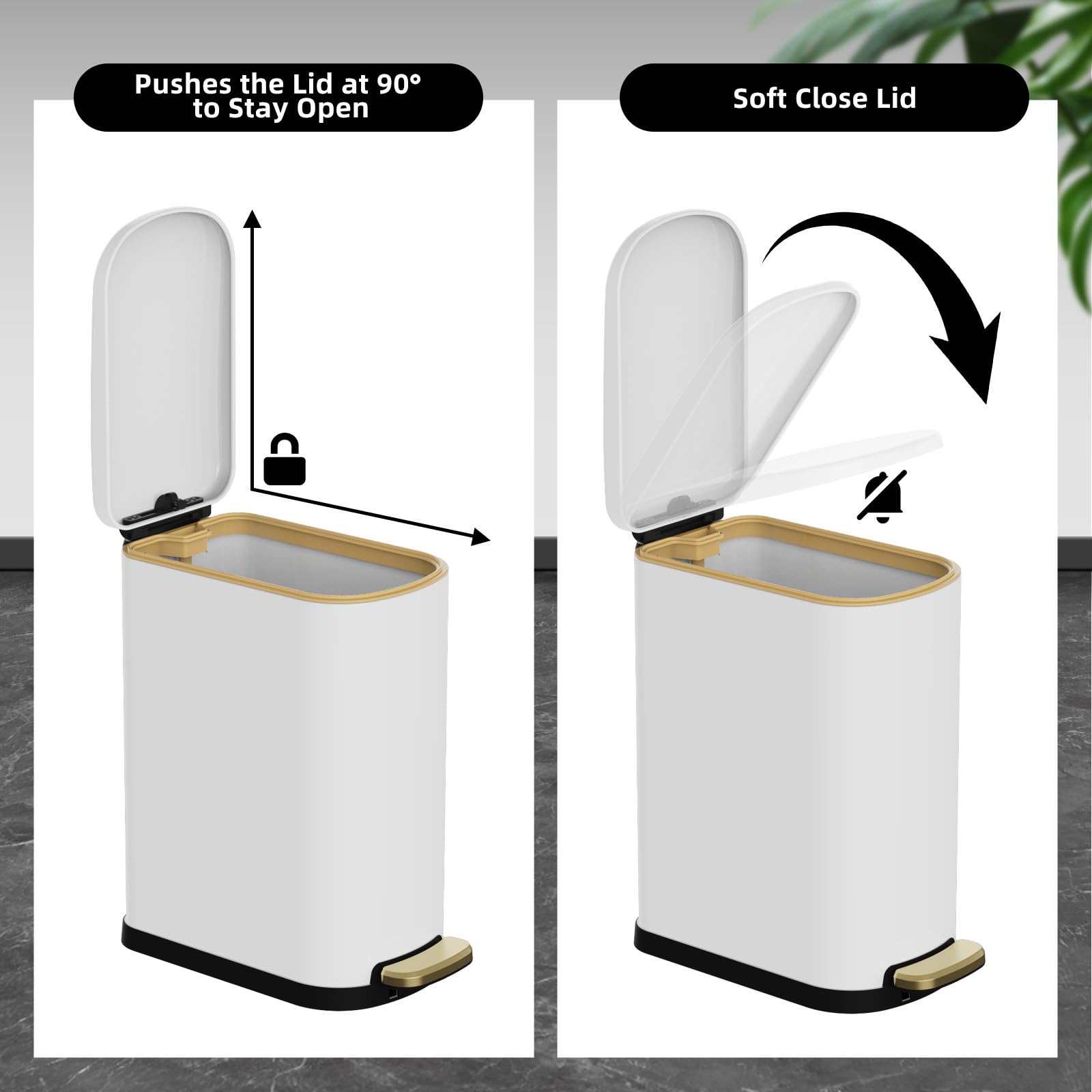 2.6 Gallon Slim Bathroom Trash Can with Soft Close Lid