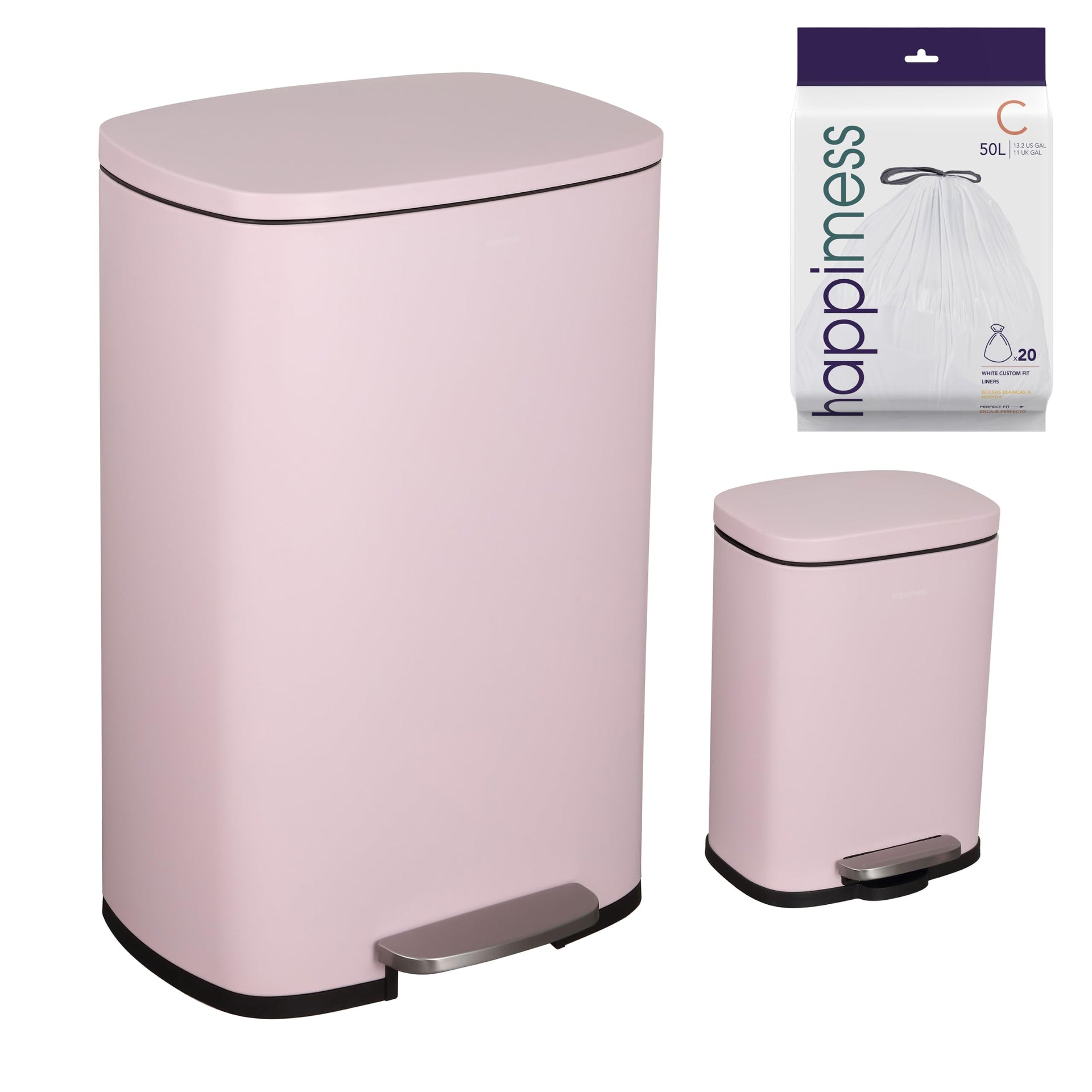 Connor 2 Piece Iron Trash Can (2 Count)