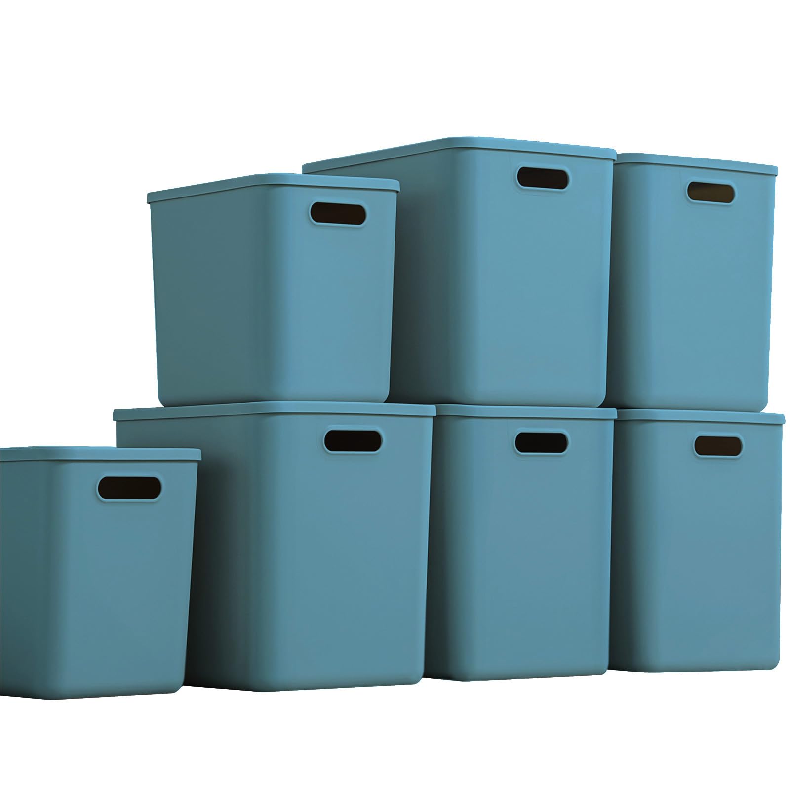 Plastic Storage Bins with lids (7 Count)