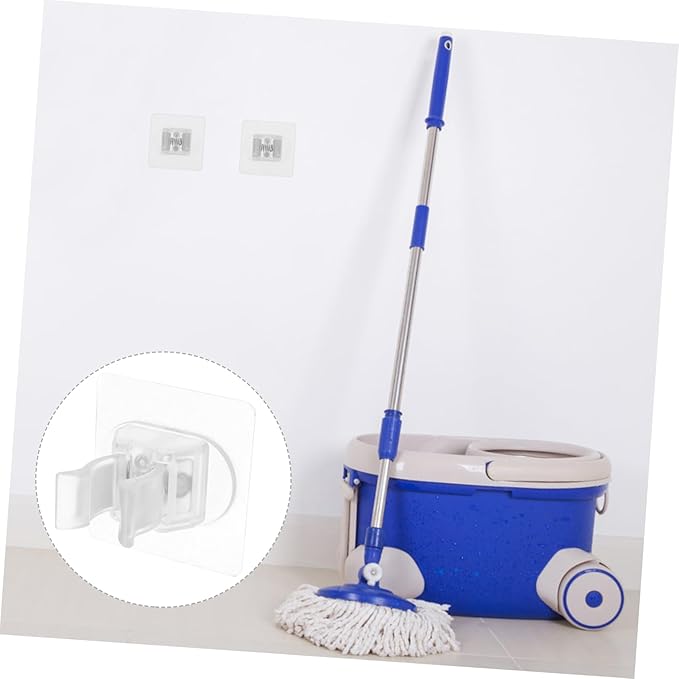 2Pcs Wall Mounted Mop Holder Adhesive Broom Organizer for Bathroom Kitchen and Laundry Room Simple Design Easy Installation Lightweight and Wall Holder for Brooms