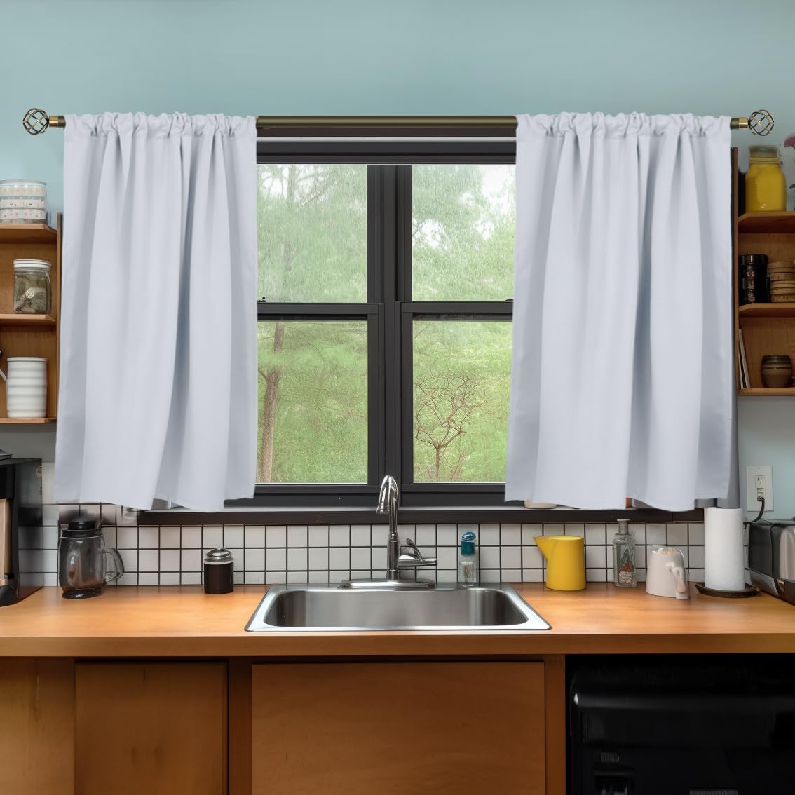 Short Kitchen Window Curtains 36 Inch Length (2 Count)