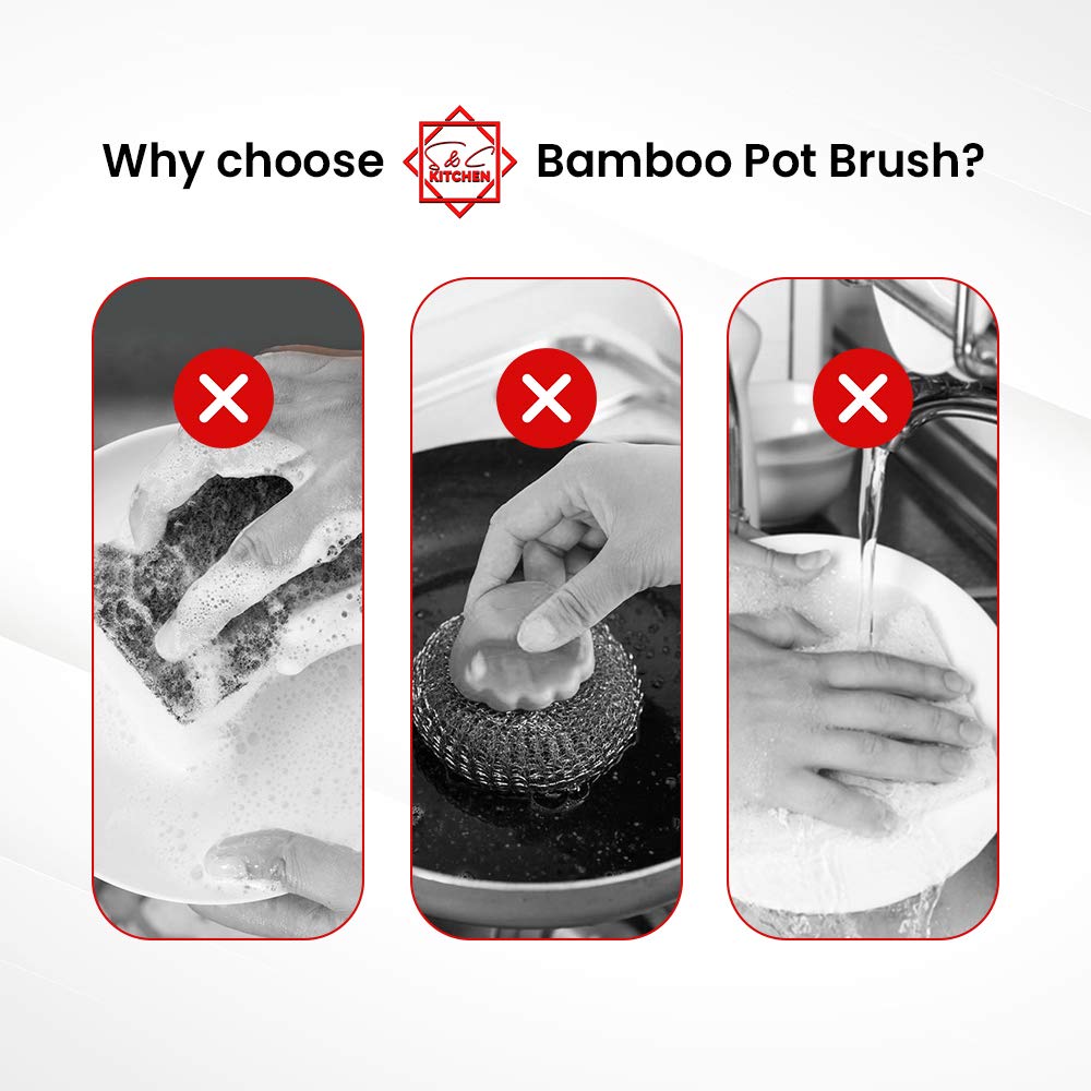 Bamboo Scrub Brush (3 Count)