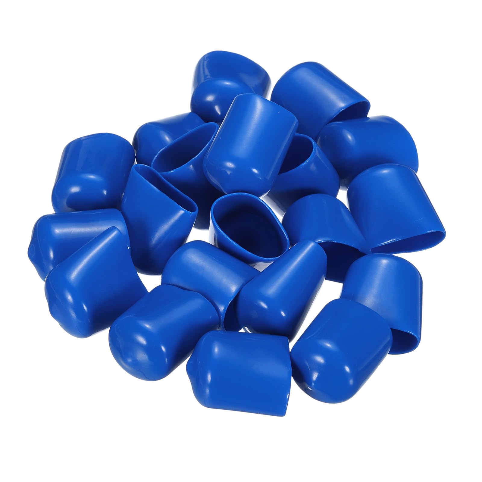 20pcs Rubber End Caps 17mm ID Vinyl PVC Round Tube Bolt Cap Cover Screw Thread Protectors Blue