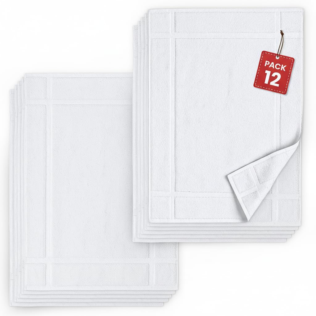 Pack of 12 100% Cotton Bath Mat 18x25 inches (12 Count)