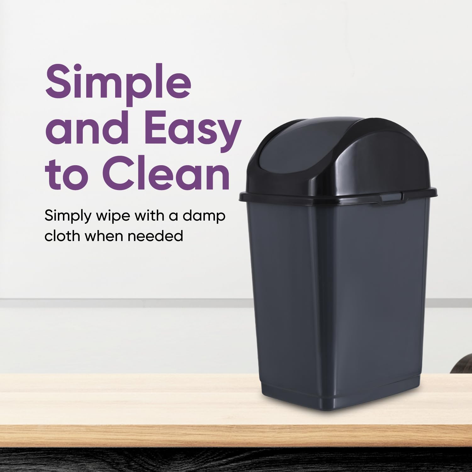 Small 2.5 Gallon Plastic Trash Can with Swing Top Lid