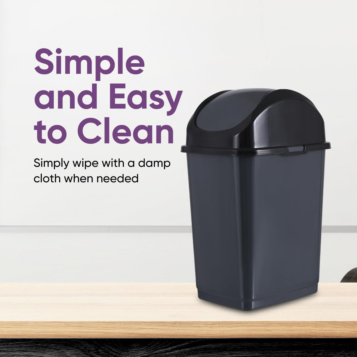 Small 2.5 Gallon Plastic Trash Can with Swing Top Lid