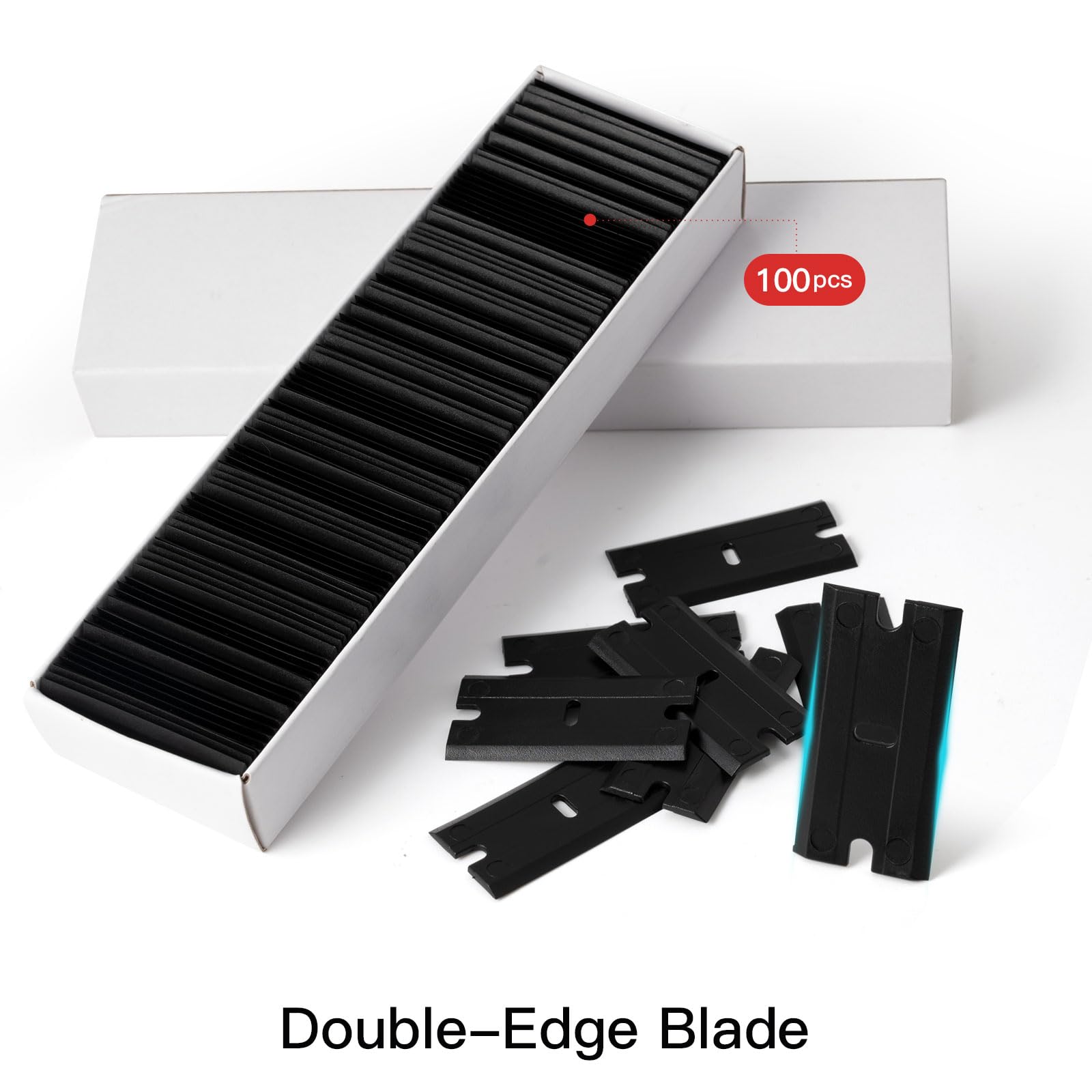2 Pcs Long Handle Plastic Razor Blade Scraper and 100 PCS Blades