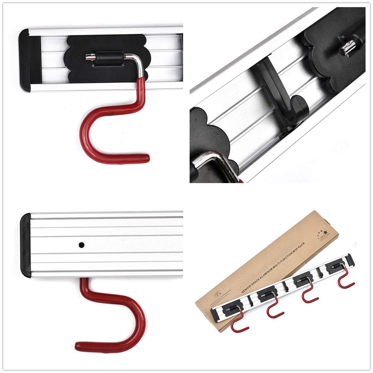 Wall Mounted Mop and Broom Holder Stainless Steel S Type Broom Rack Anti