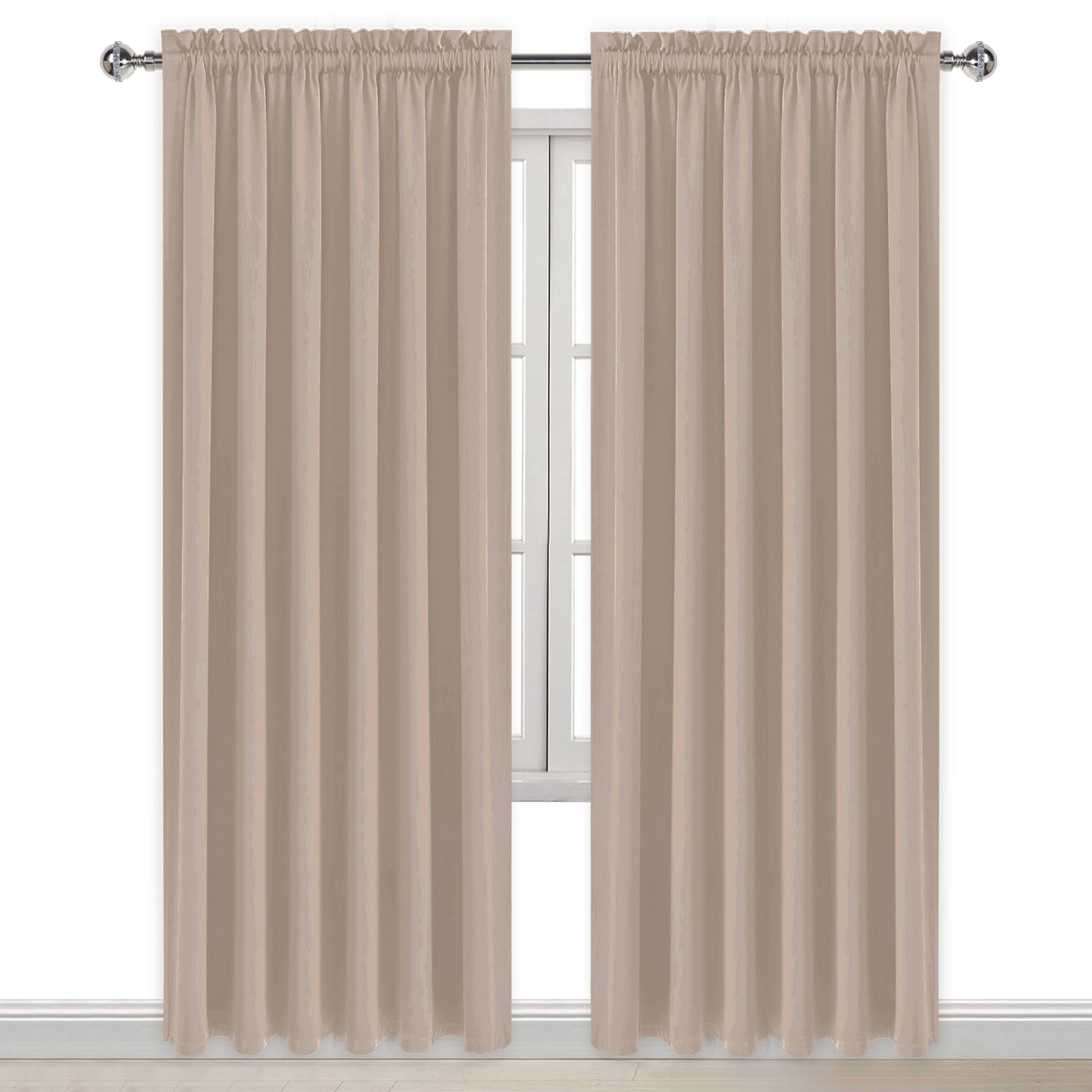 Wide Blackout Curtains for Bedroom Living Room 70 x 84 Inch Long Camel