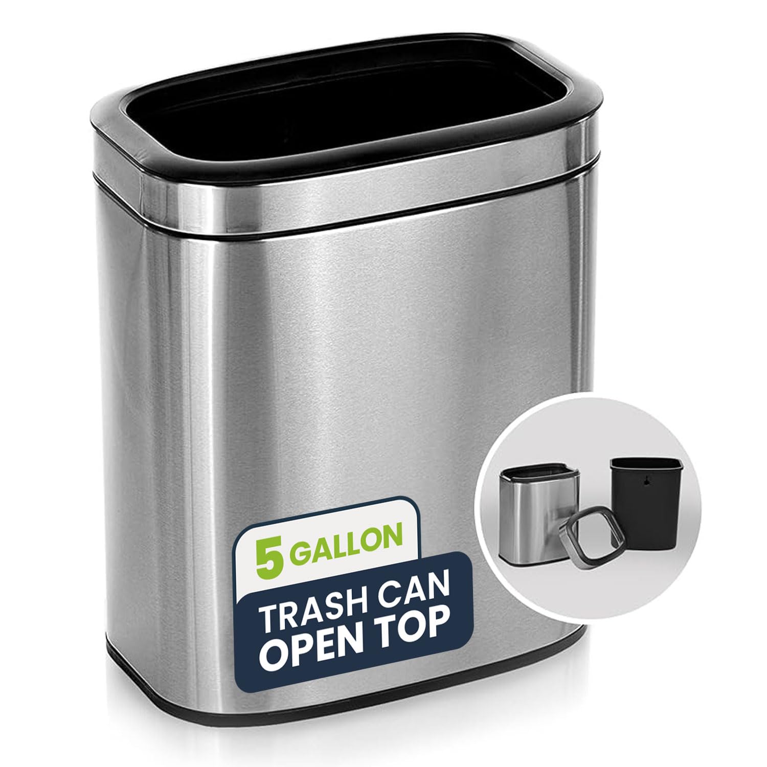 Stainless Steel Open Top Trash Can 5 Gallon