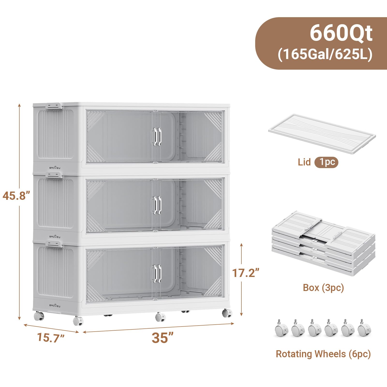 V60 660QT Plastic Stackable Storage Bins with Lid (3 Count)