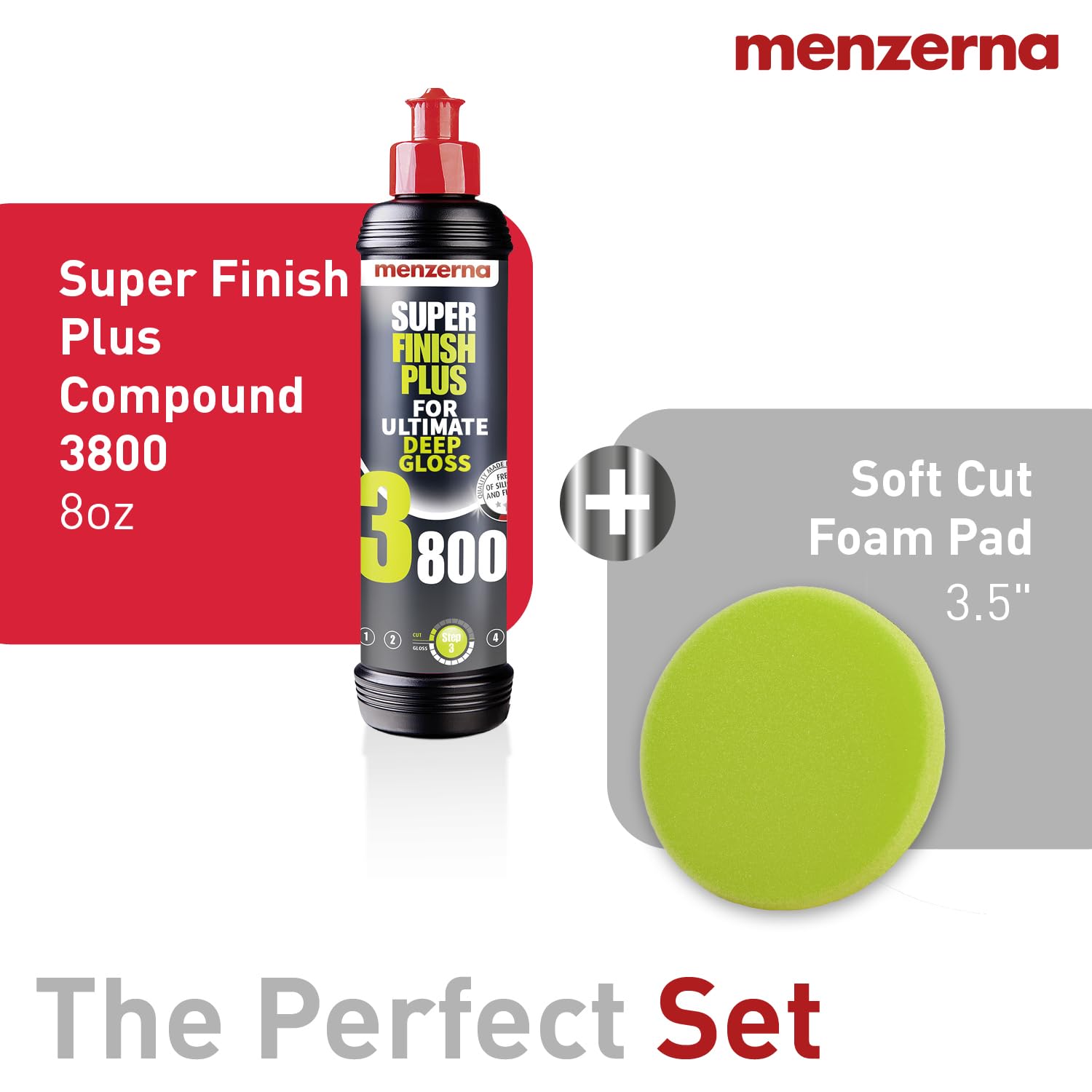 High Gloss Swirl Remover Kit I Car polishing Set with Menzerna Super Finish 3800 (8 Ounce)
