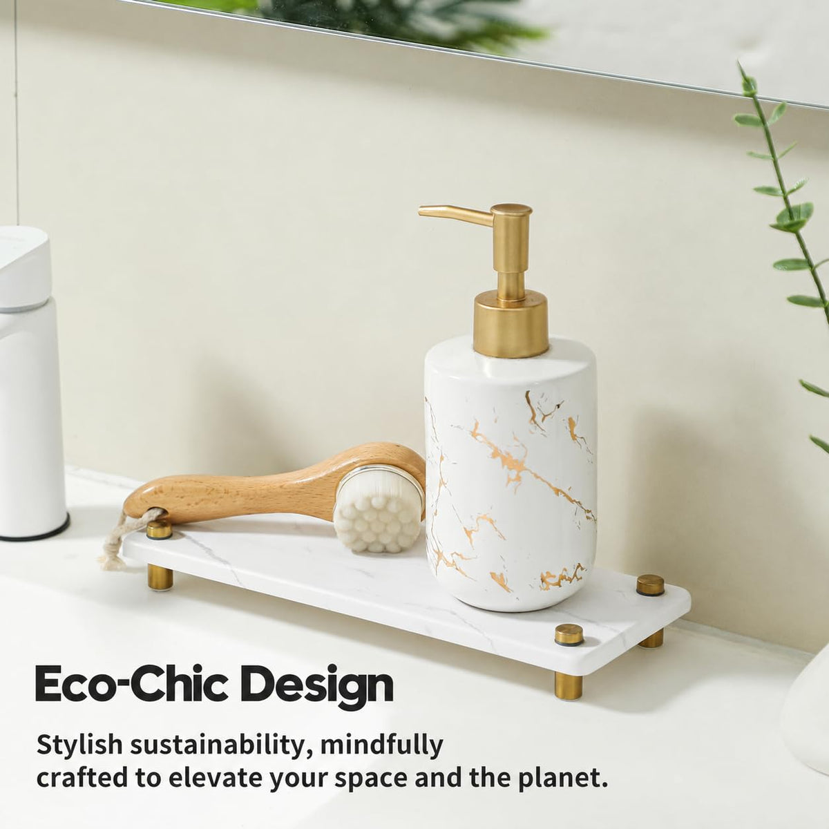 White Marble Pattern Style Water Absorbing Stone Sink Caddy