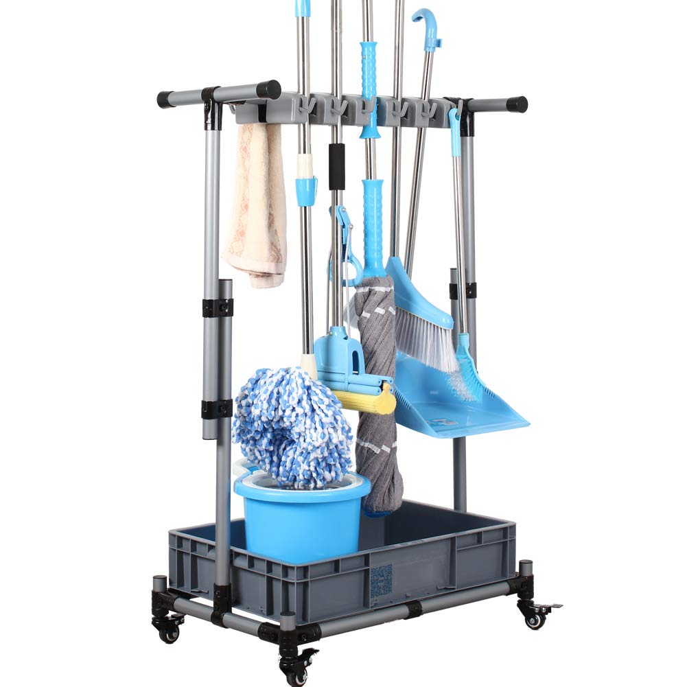Broom And Mop Holder Put Wet Movable Floor