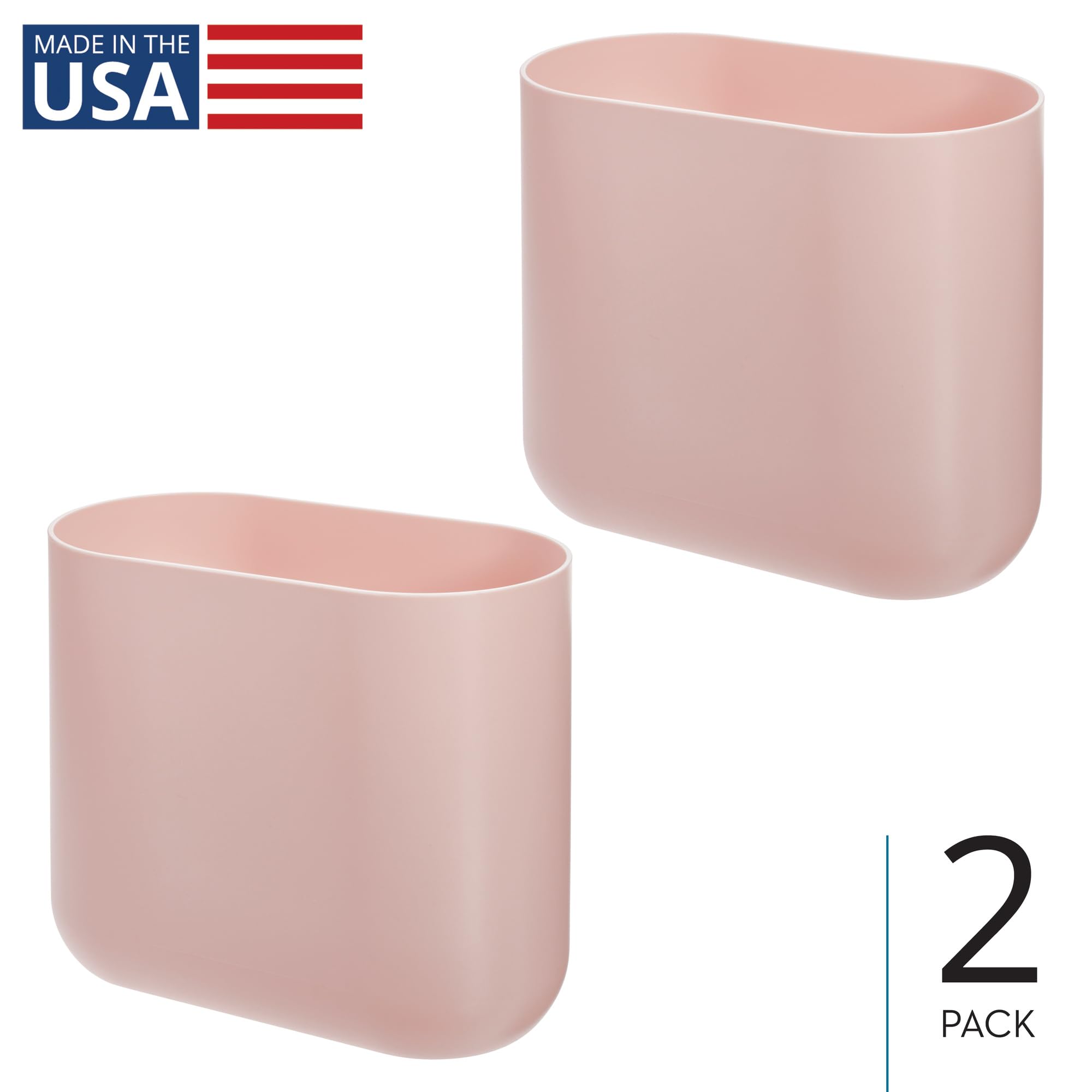 Small Slim Plastic Bathroom Trash Can (2 Count)