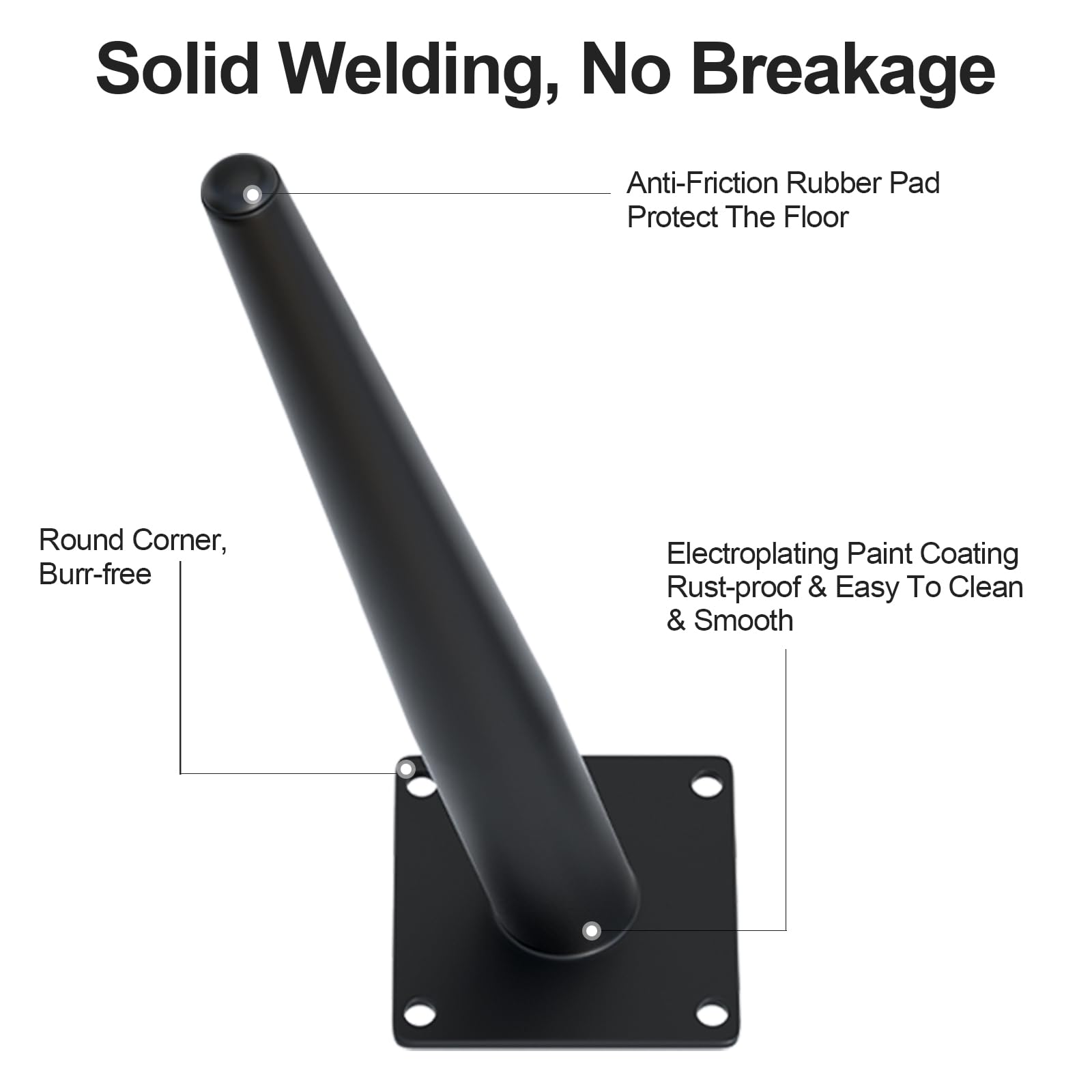 4PCS 7 Inch Matte Black Tapered Angled Legs for Furniture