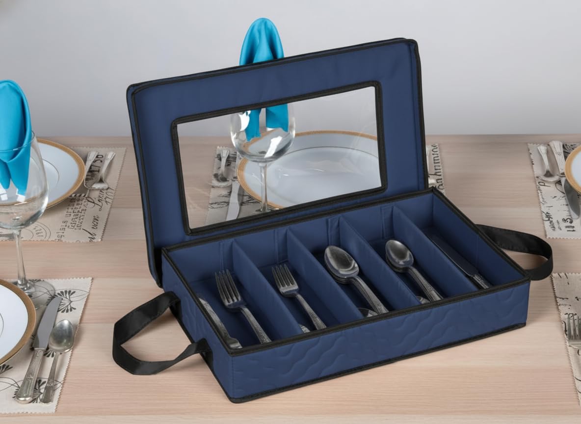 Flatware Storage Case 5 Compartments Silverware Container Box