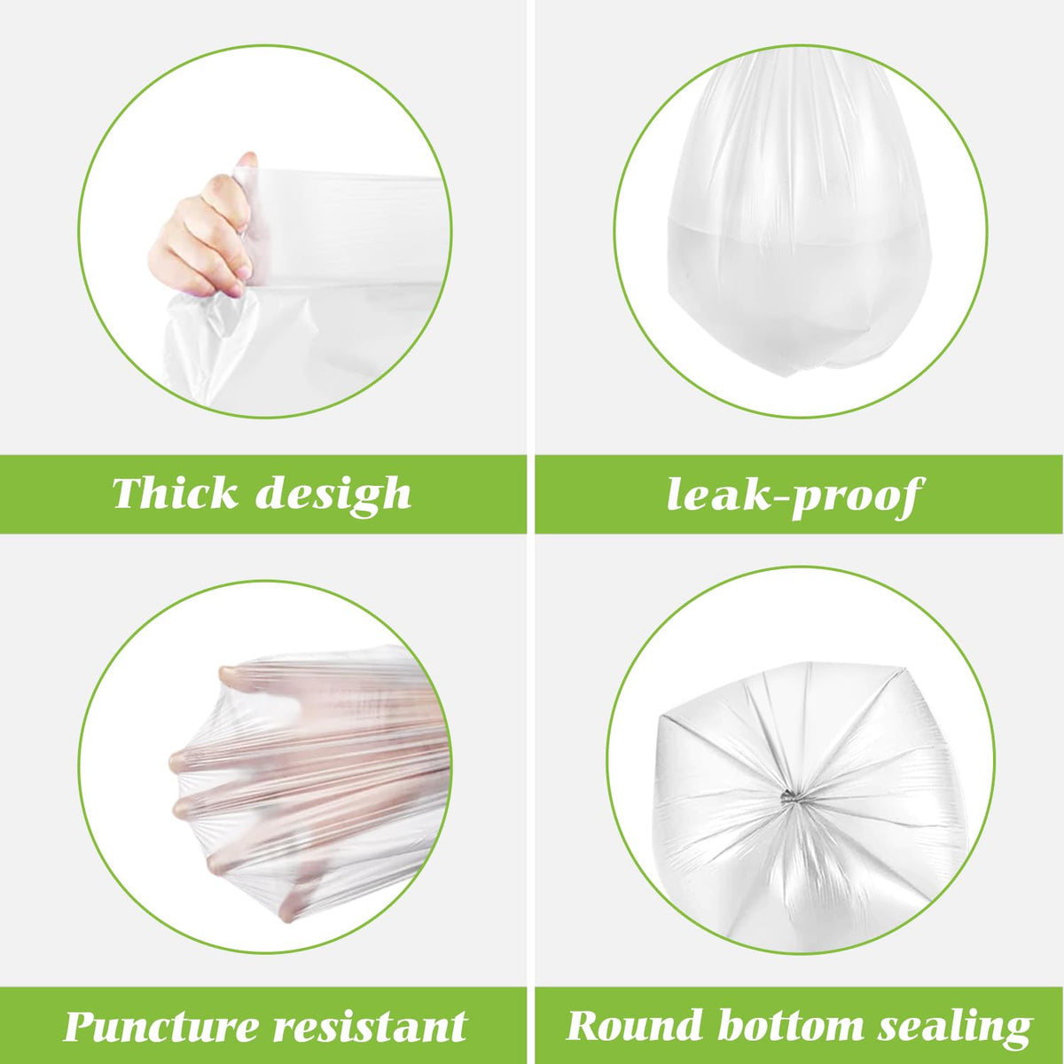 Small Clear Trash Bags 4 Gallon 2000 Count Kitchen Bulk Garbage Bags