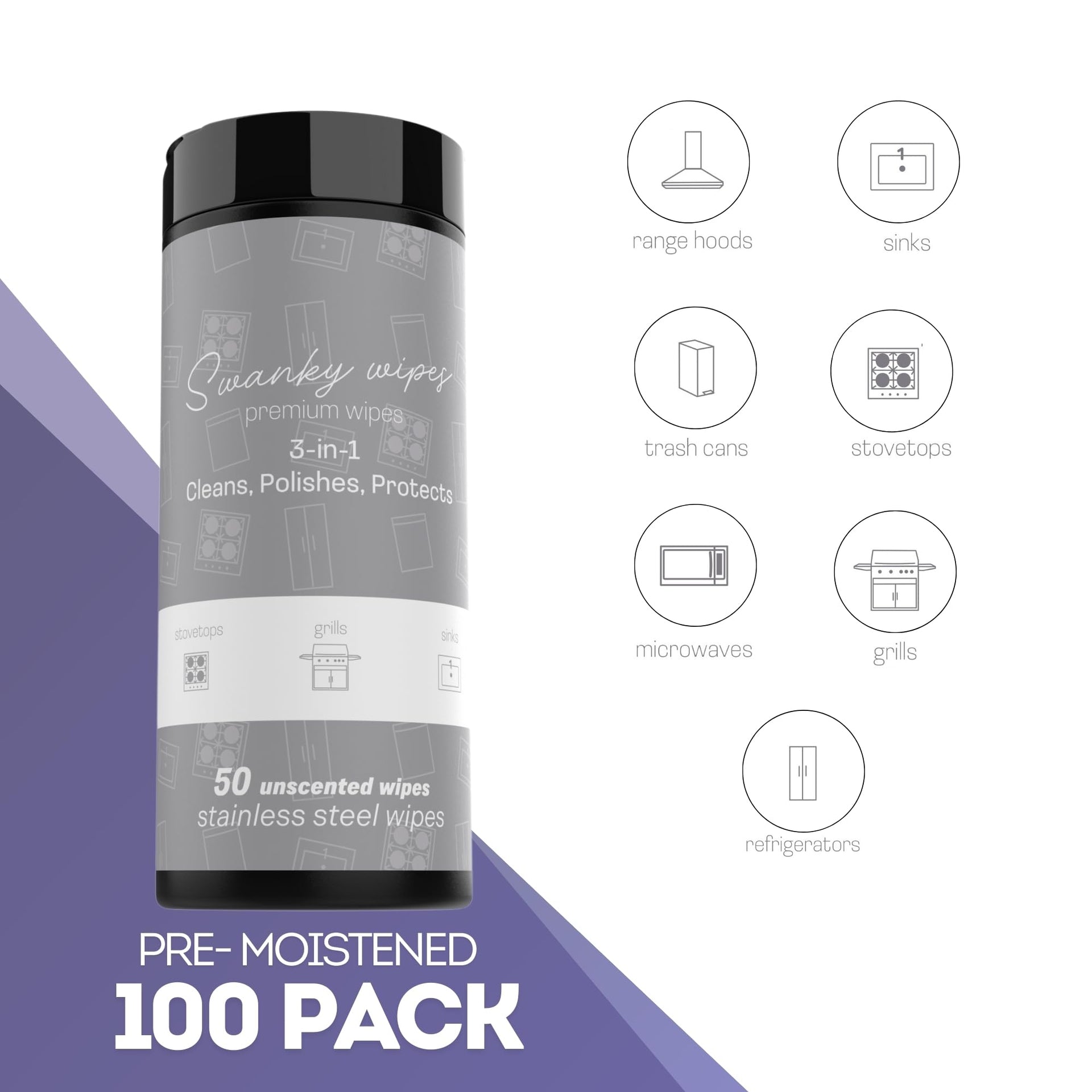 Swanky Stainless Steel Cleaner Wipes (100 Count)