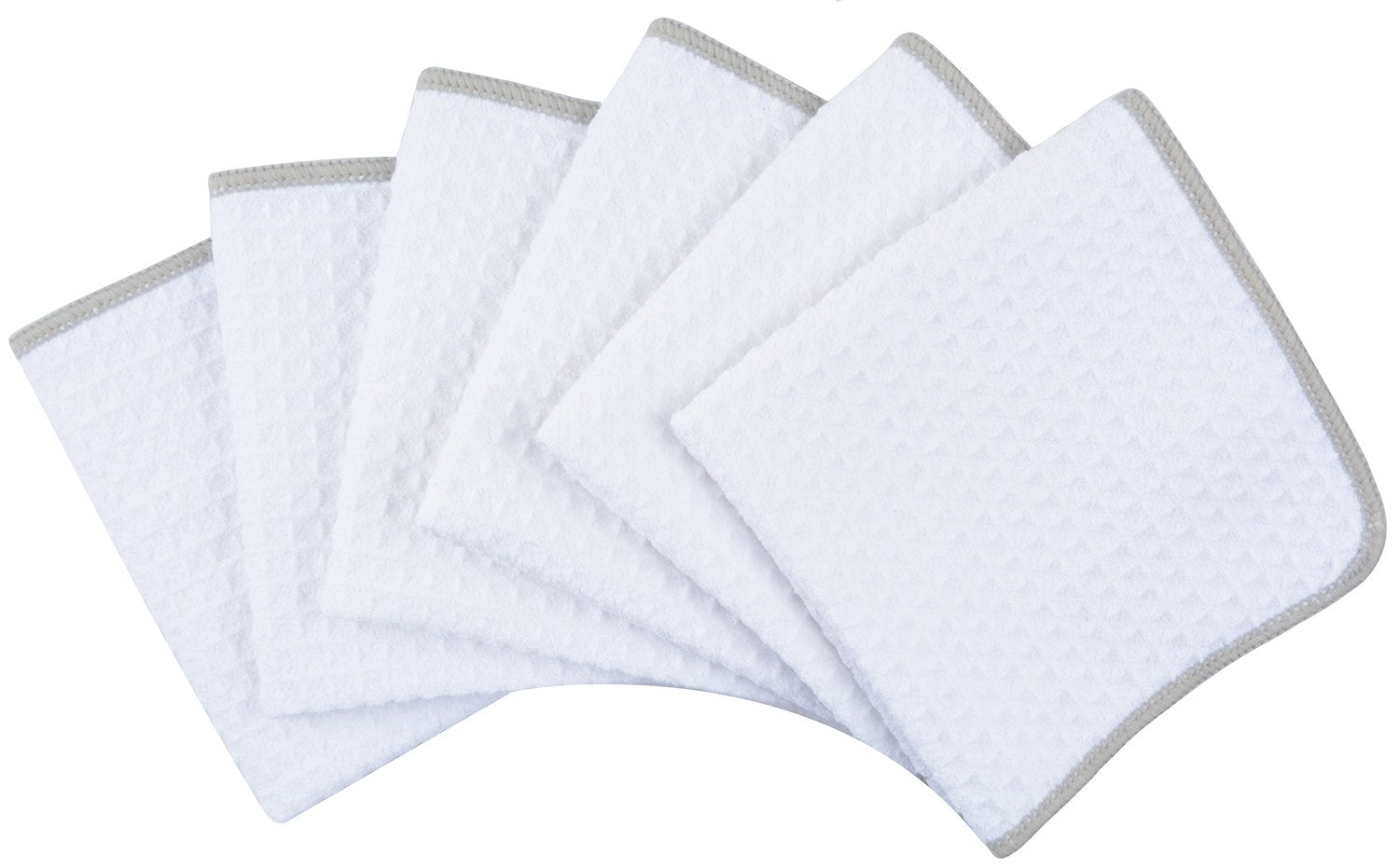 Waffle Microfiber Dish Cloths White Kitchen Towels (6 Count)