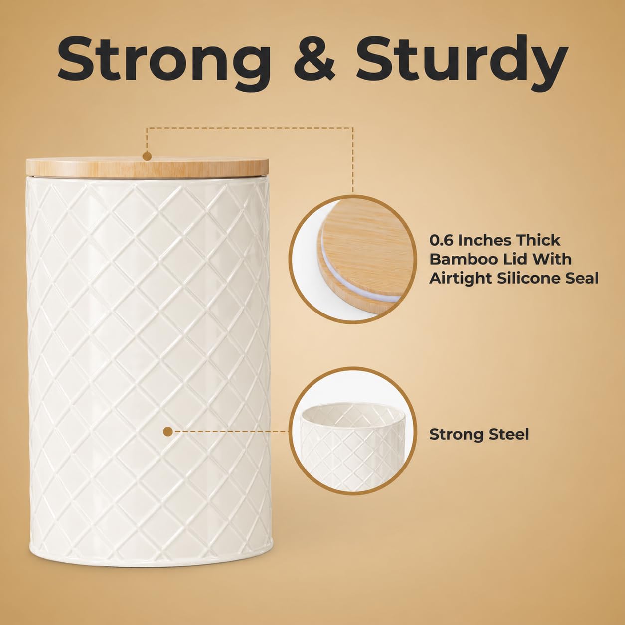 Cream Metal Canister Set for the Kitchen Counter (4 Count)