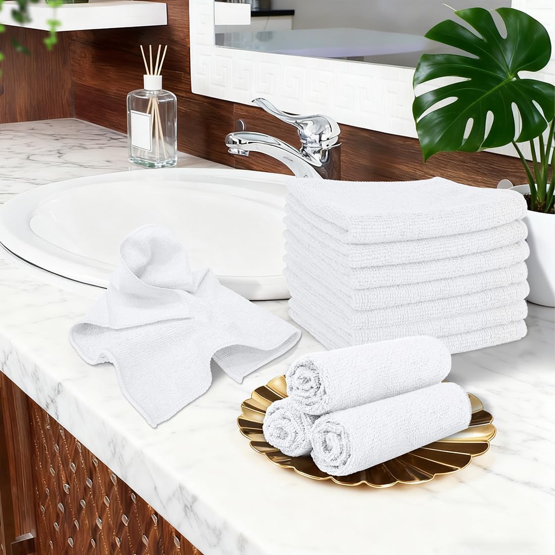 Washcloths 5 Pack Microfiber Face Towels (5 Count)