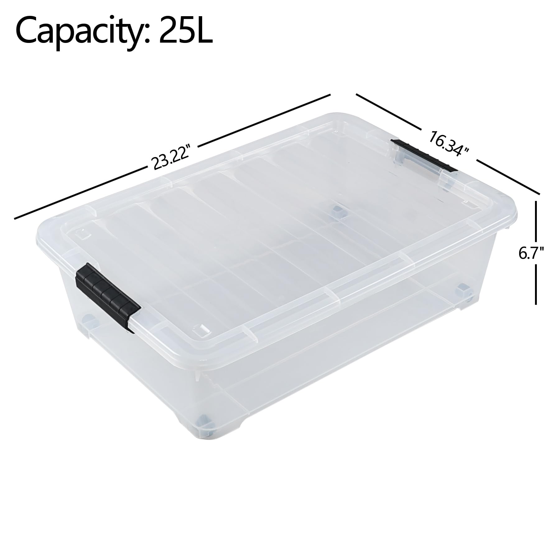 25 L 4 Packs Plastic Under Bed Storage Container with Wheels (4 Count)