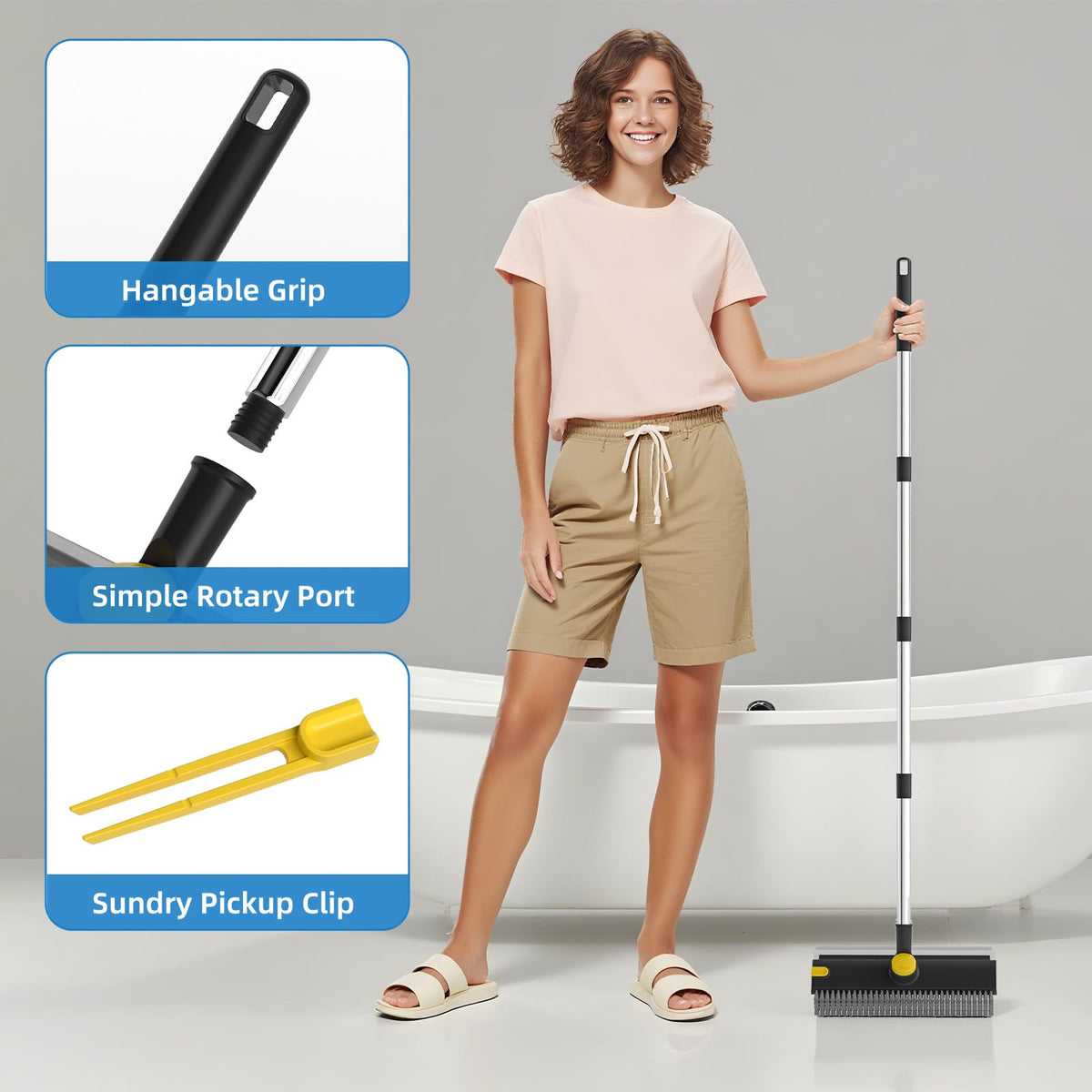 Floor Scrub Brush with Long Handle