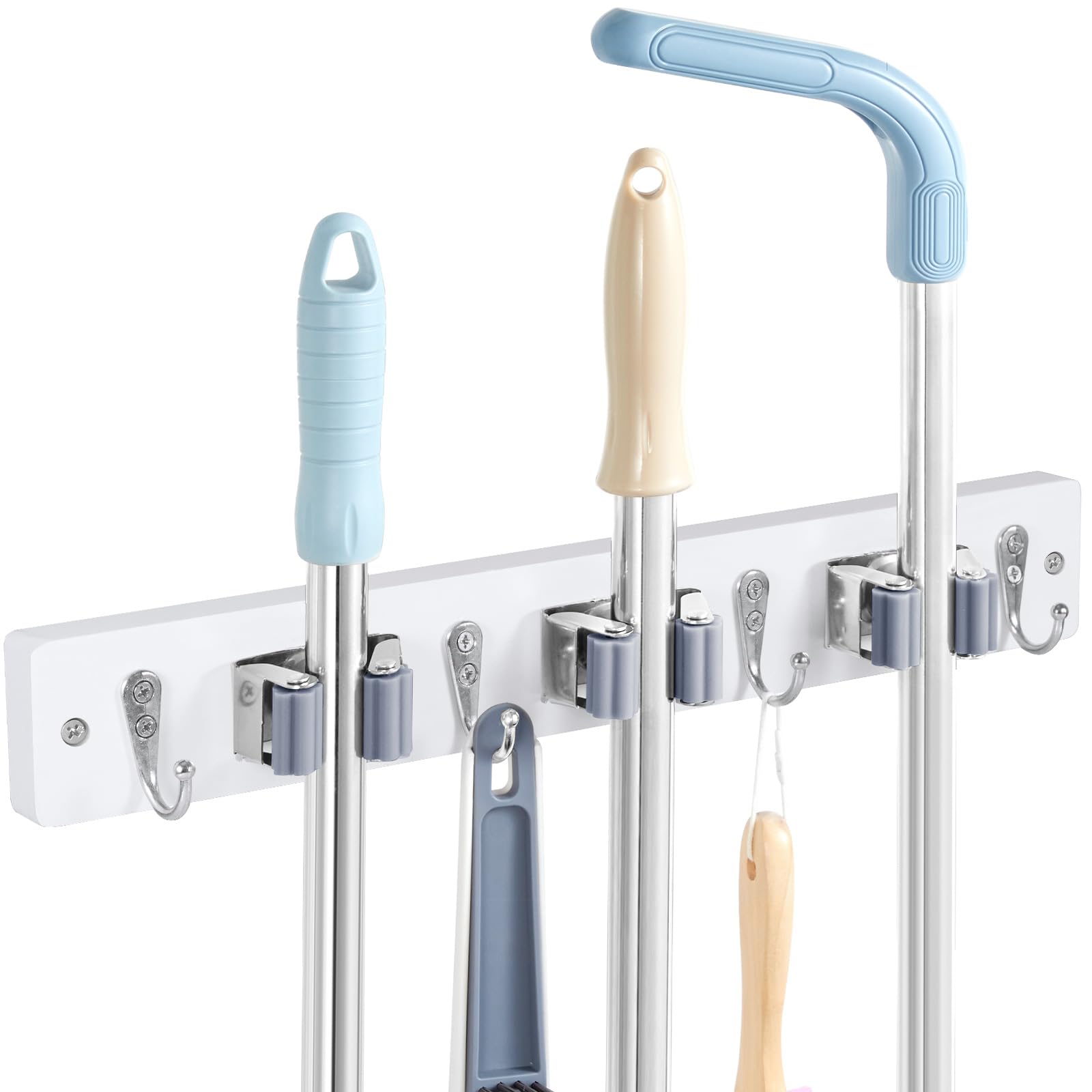White Broom Holder Wall Mount