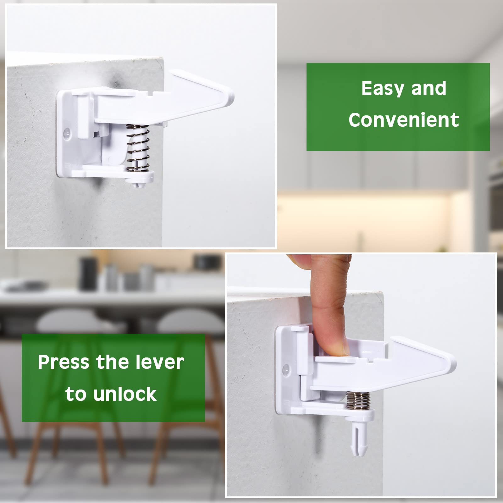 30 Pcs Cabinet Locks Child Safety Latches Invisible Safety Drawer Latches with Screws Self Adhesive Cabinet Drawer Locks for Baby Child Proofing Home Kitchen Furniture Door