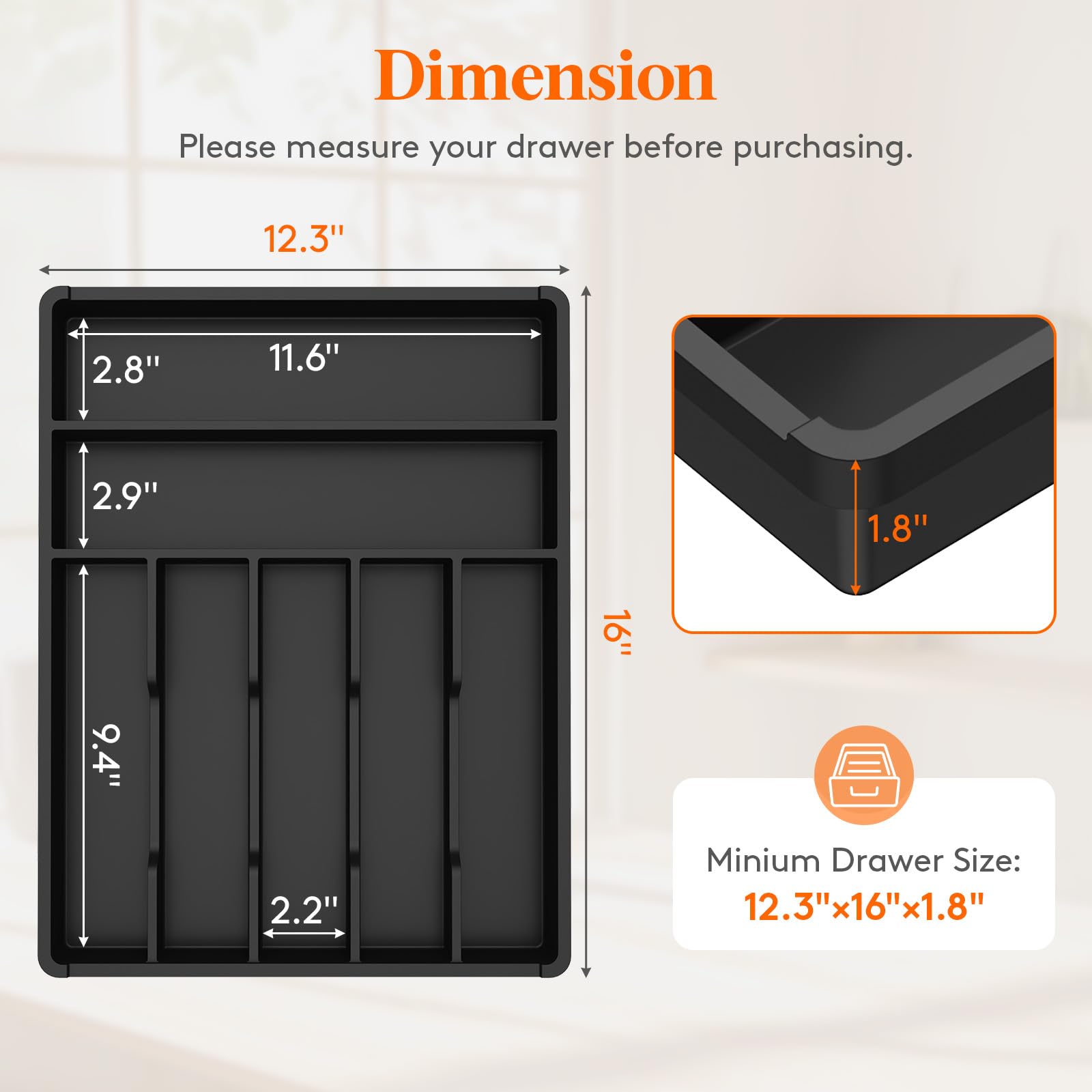 Silverware Drawer Organizer Tray