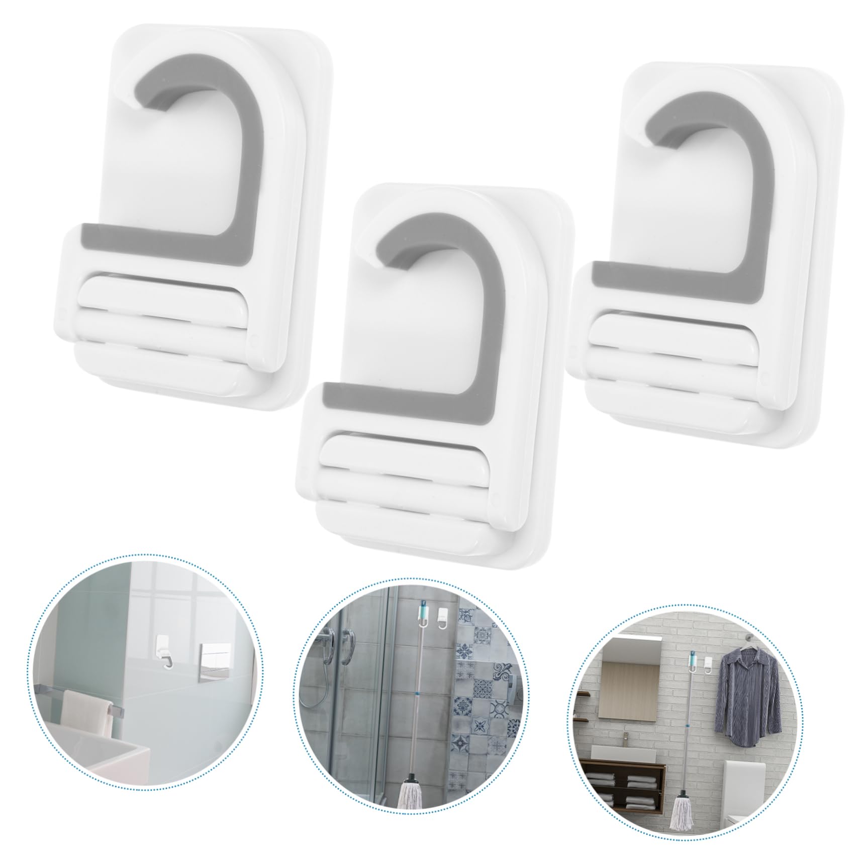 3pcs Mop Holder Broom Organizer Wall Mount Hooks for Hanging Hardwood Floor Mop