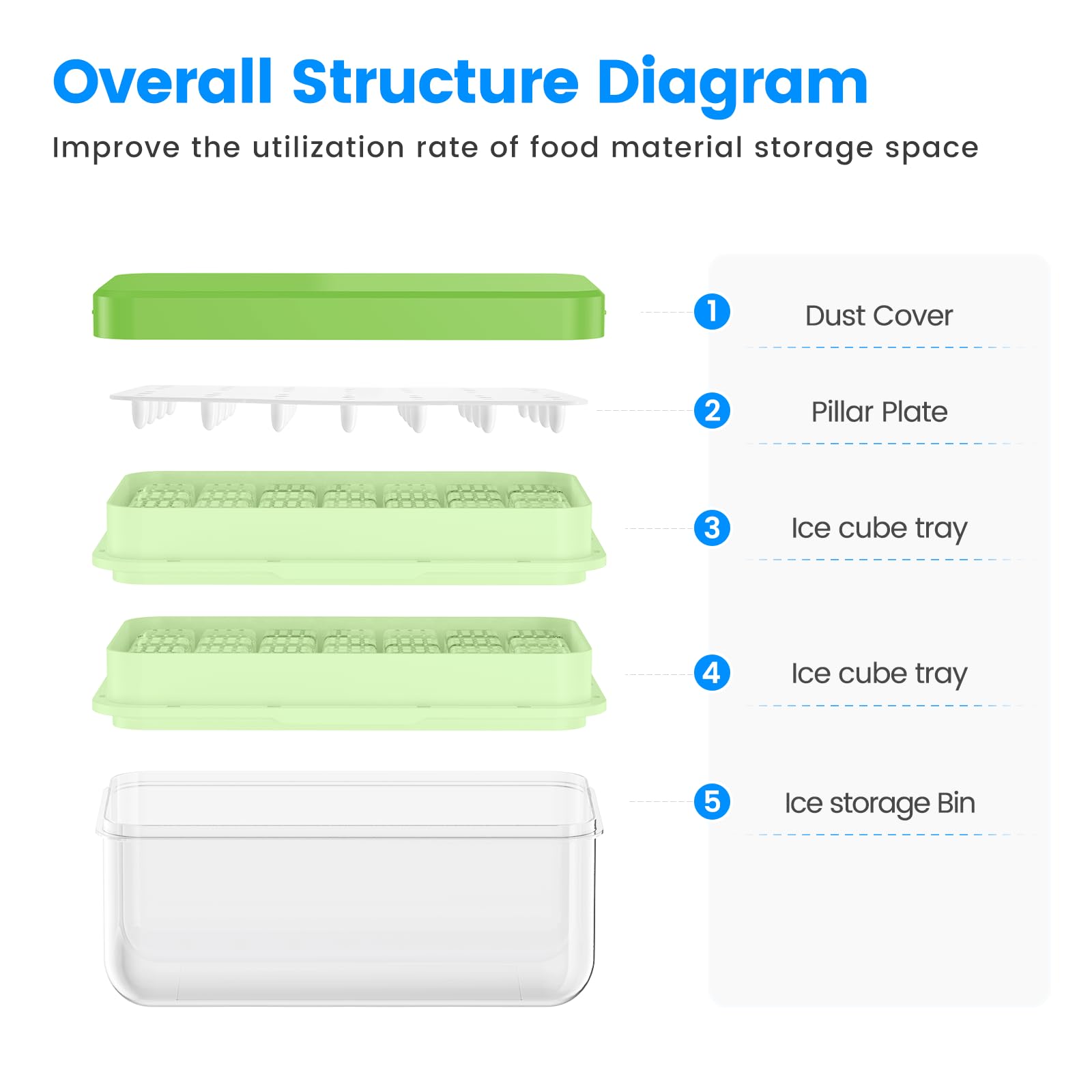 Ice Cube Tray with Lid and Bin