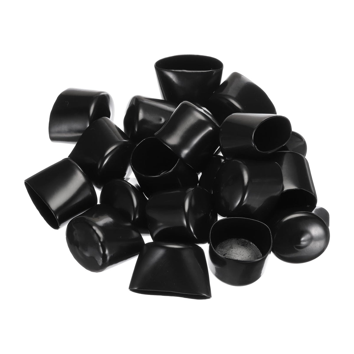 20pcs Rubber End Caps 35mm ID Vinyl PVC Round Tube Bolt Cap Cover Screw Thread Protectors Black