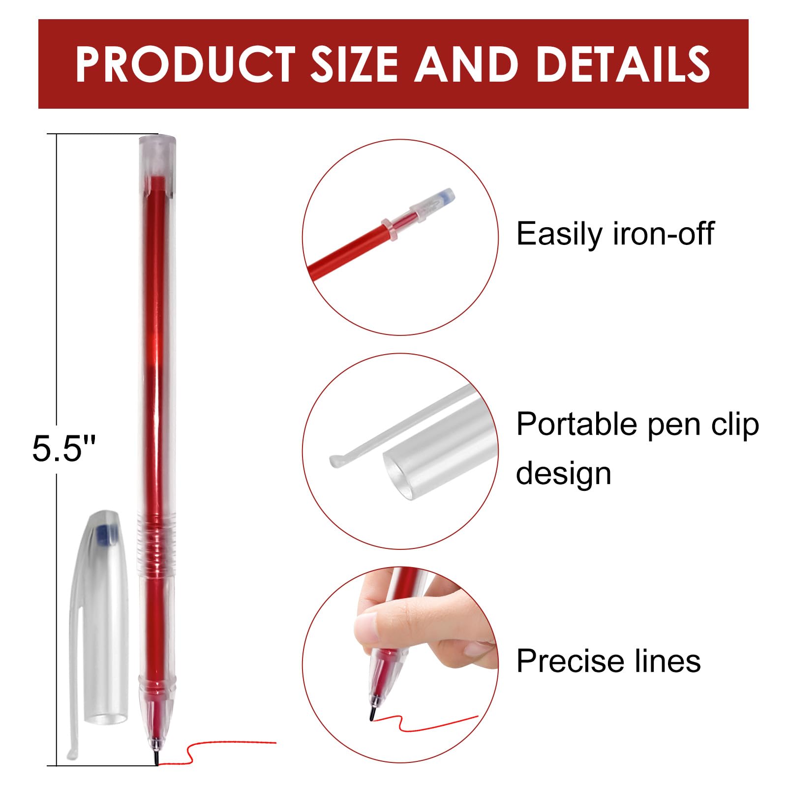 72pcs Heat Erasable Pens for Fabric (72 Count)